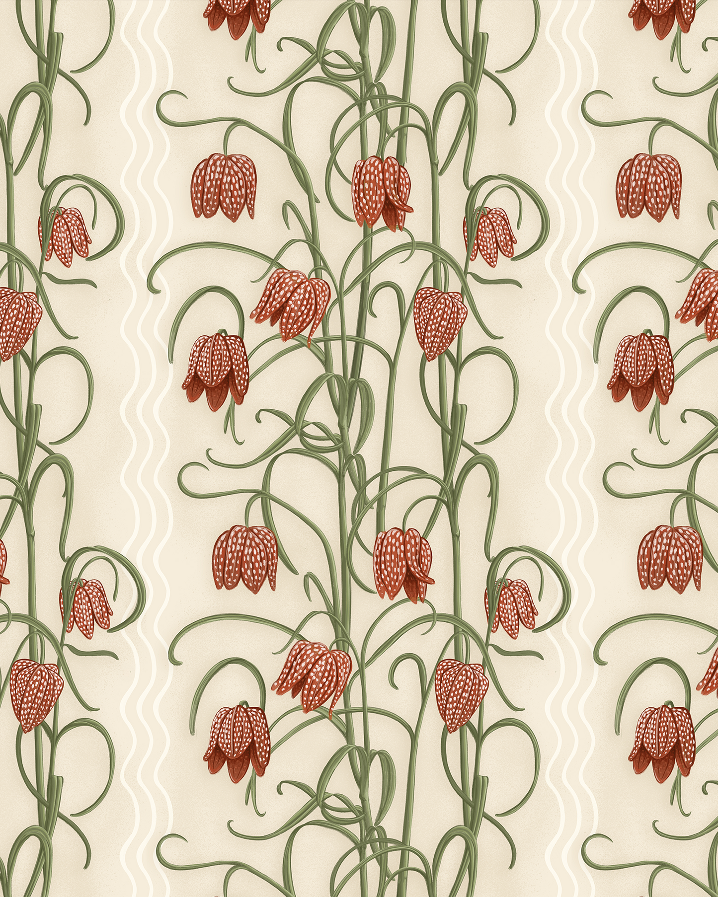 Campanas Wallpaper, neutral and burnt orange
