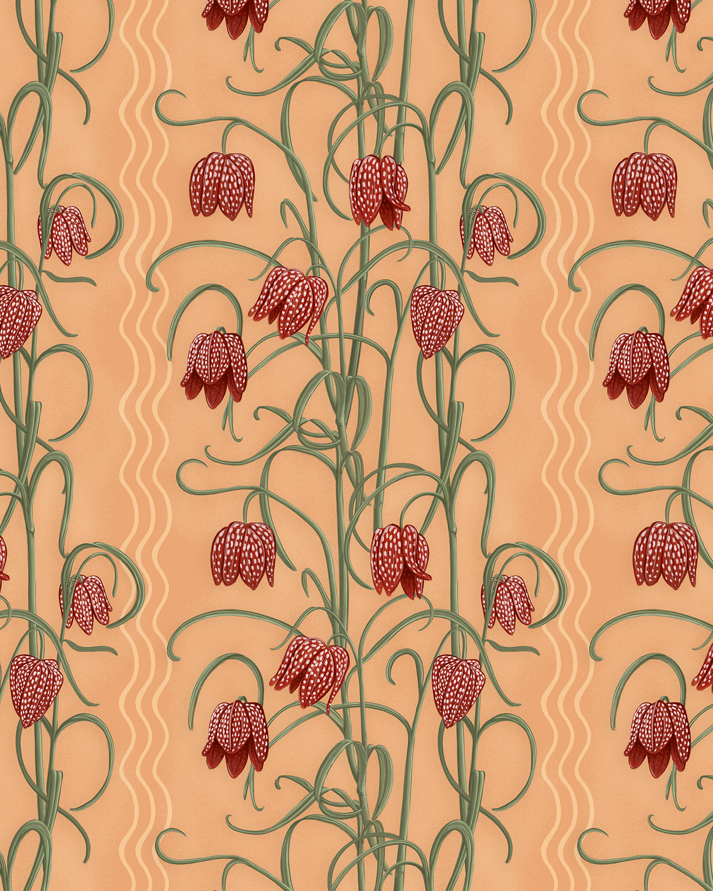 Campanas Wallpaper, peach and rust