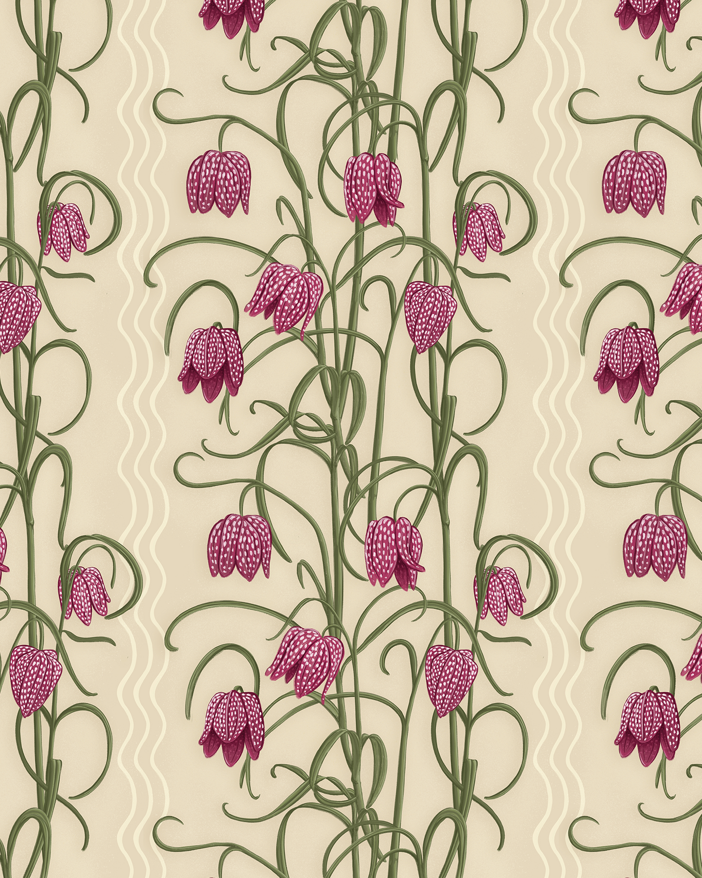 Campanas Wallpaper, tan and purple