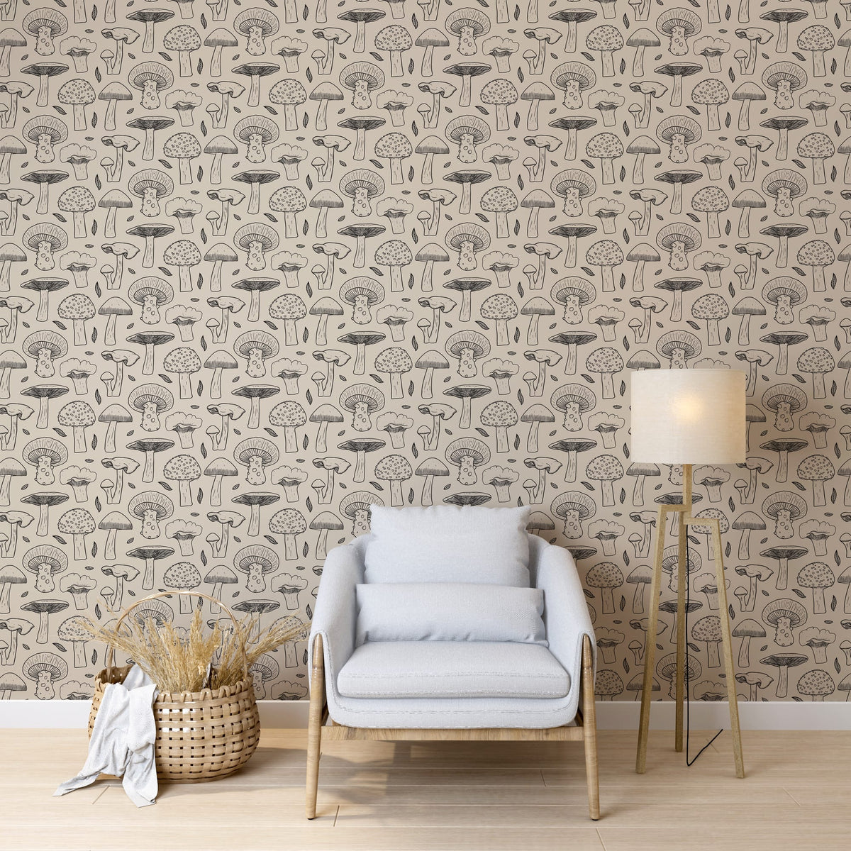 Pattern Mushroom Wallpaper - Black and White Wallpaper