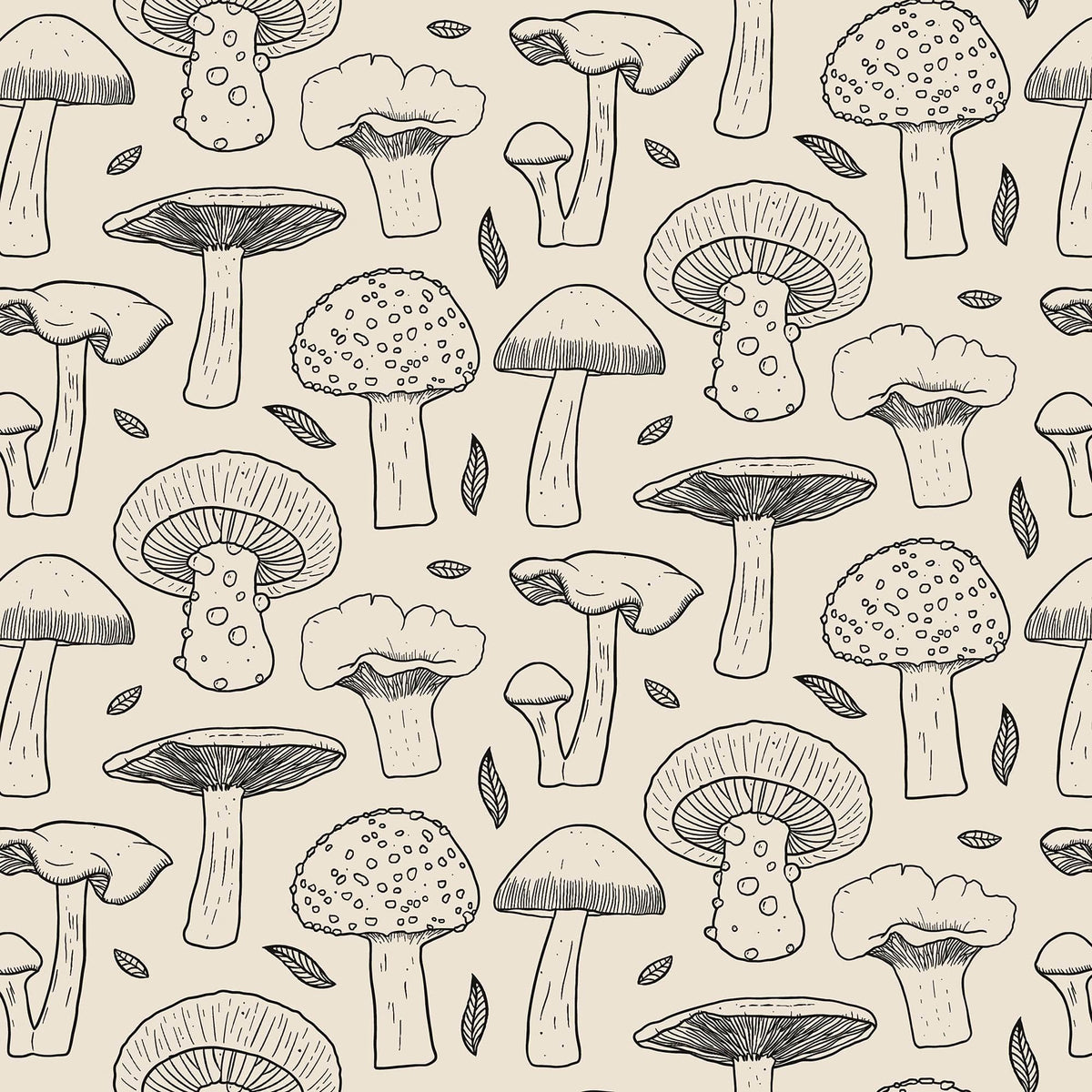 Pattern Mushroom Wallpaper - Black and White Wallpaper