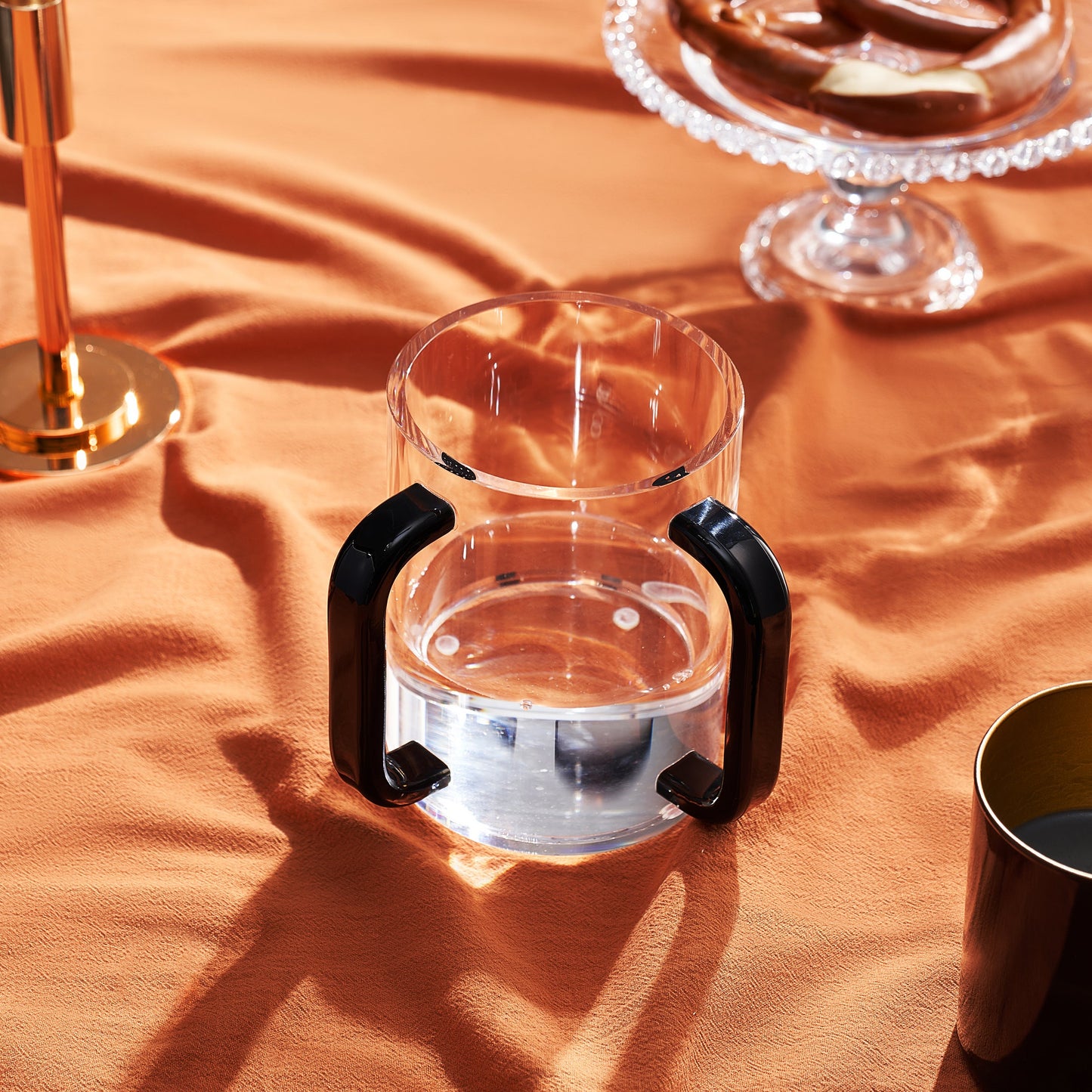 Acrylic Judaica Hand Washing Cup, Clear with Black Handles