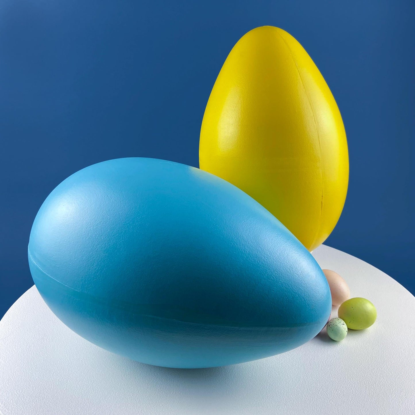 Blow Mold Oversized Yellow and Blue Eggs. Set of 2. Indoor Outdoor  Easter Spring Display. Home, Retail, Cafe, or Bakery Decor.