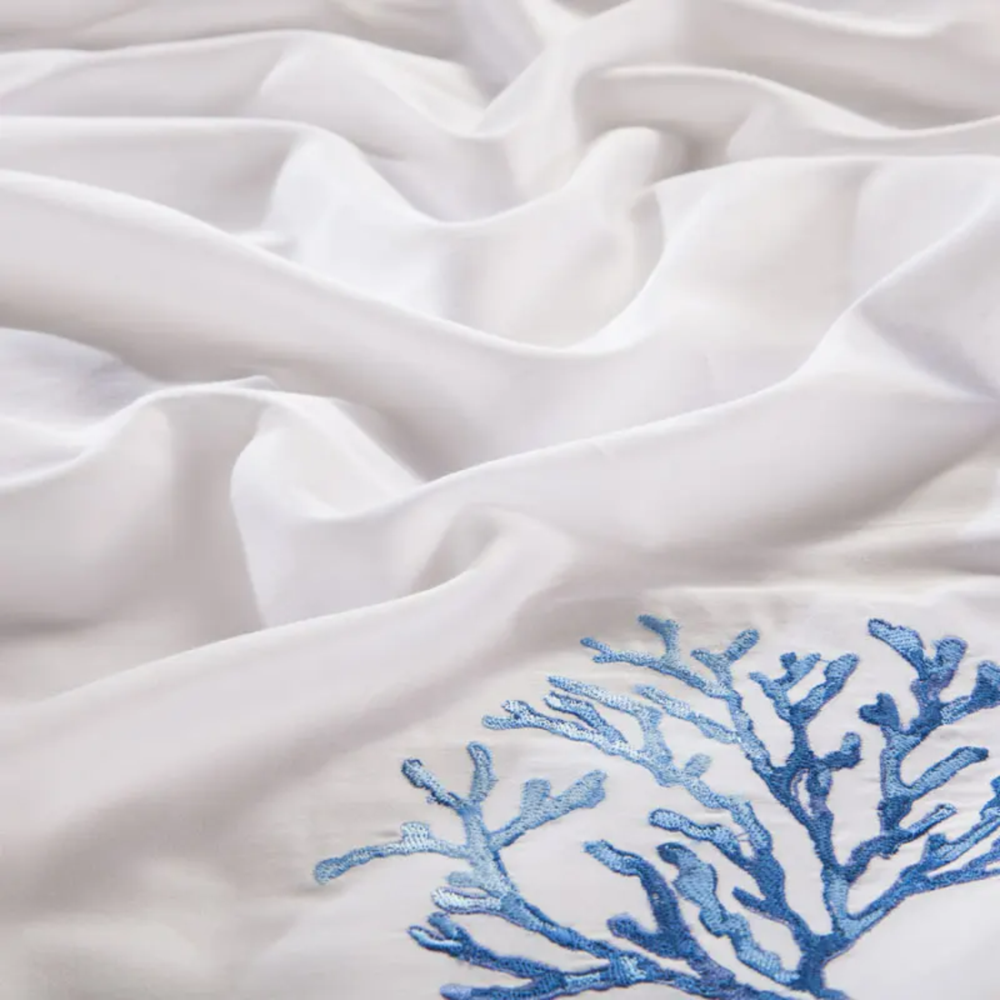 Blue Egyptian Cotton Embroidered Tribute Silky Bedding Set