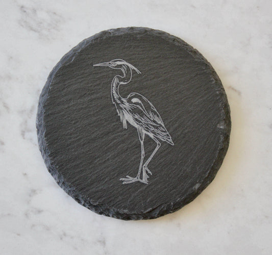 Blue Heron Coaster Set (Slate or Leatherette)
