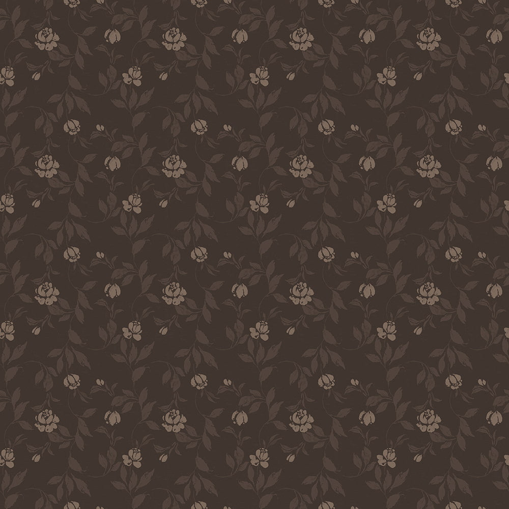 Blythe Dark Brown Wallpaper | Vintage Floral Trail