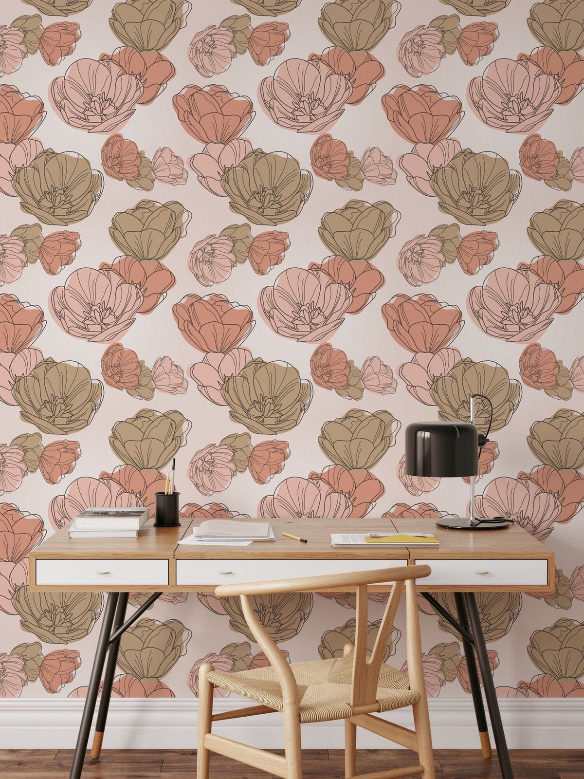 Boho Floral Pattern Peel and Stick Wallpaper