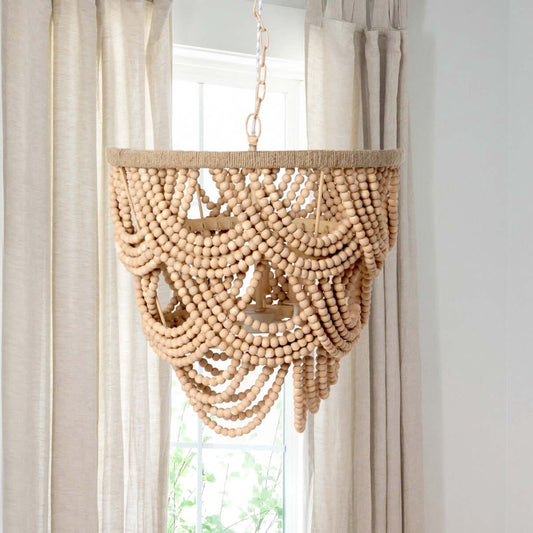 Boho Wood Beaded Chandelier