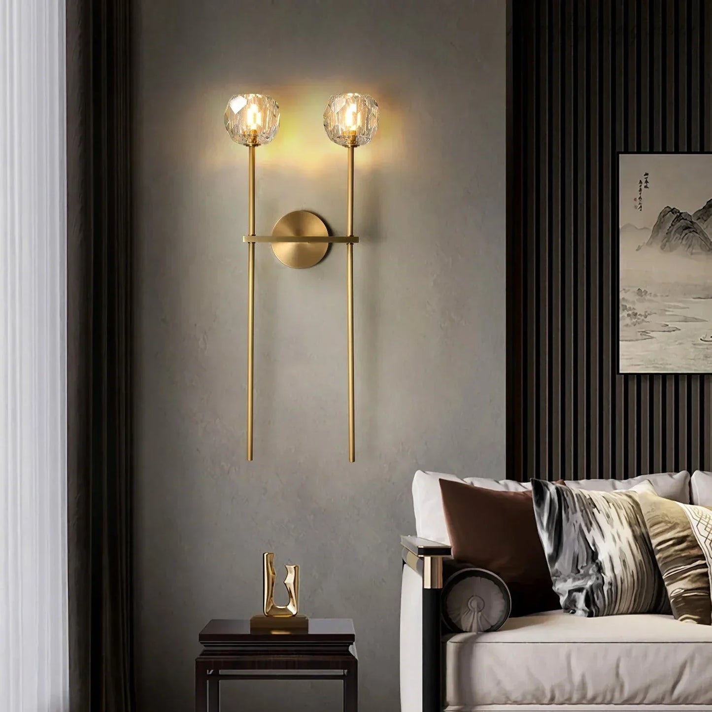 Minimalist Double Crystal Wall Light
