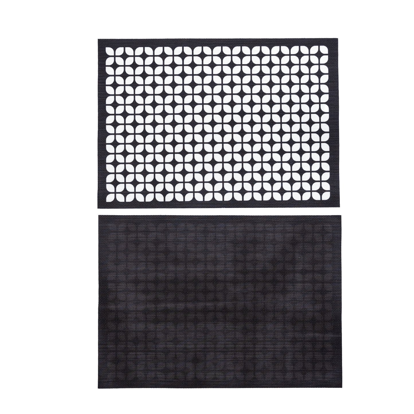 Breeze Block double-sided Woven Placemat-Black-set of 4