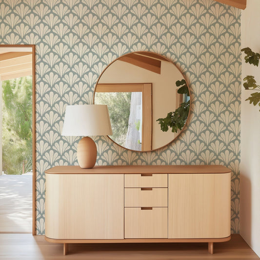 Brushstroke Scallops Wallpaper - Modern Botanical Pattern in Soft Neutrals