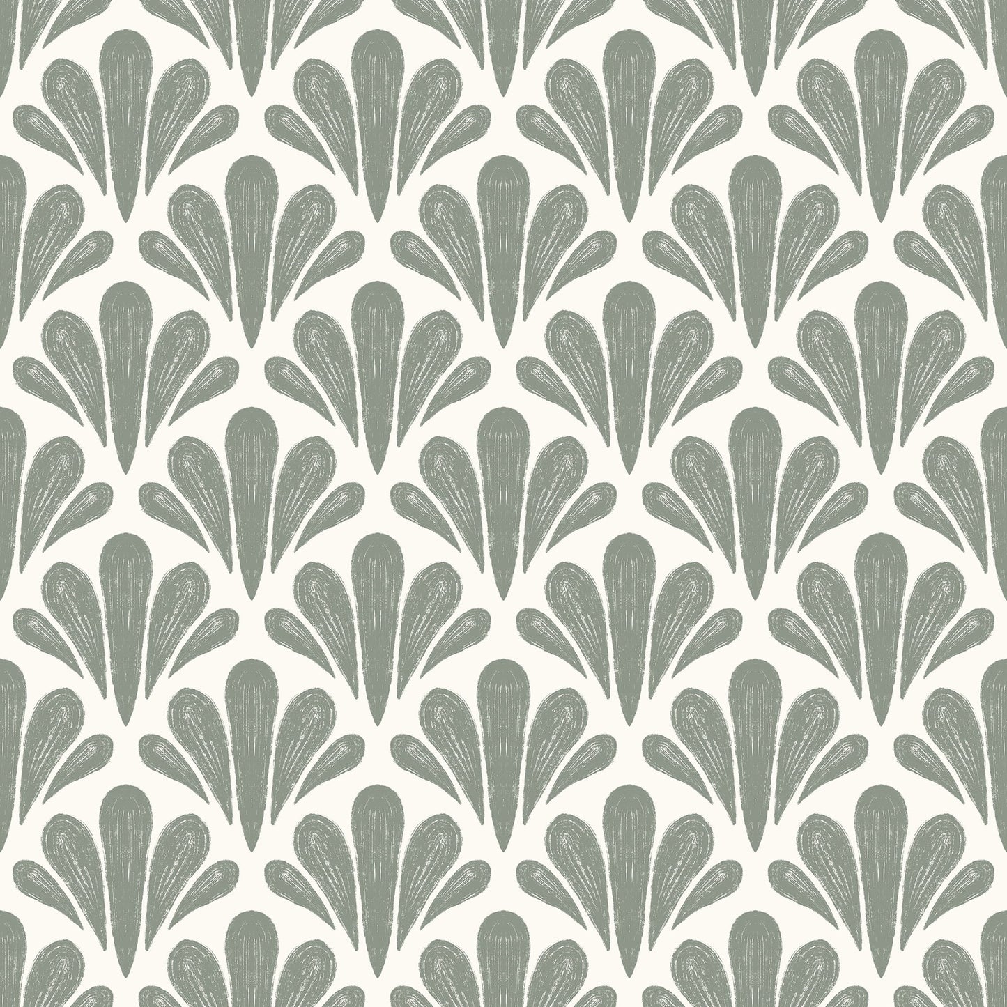 Brushstroke Scallops Wallpaper - Modern Botanical Pattern in Soft Neutrals