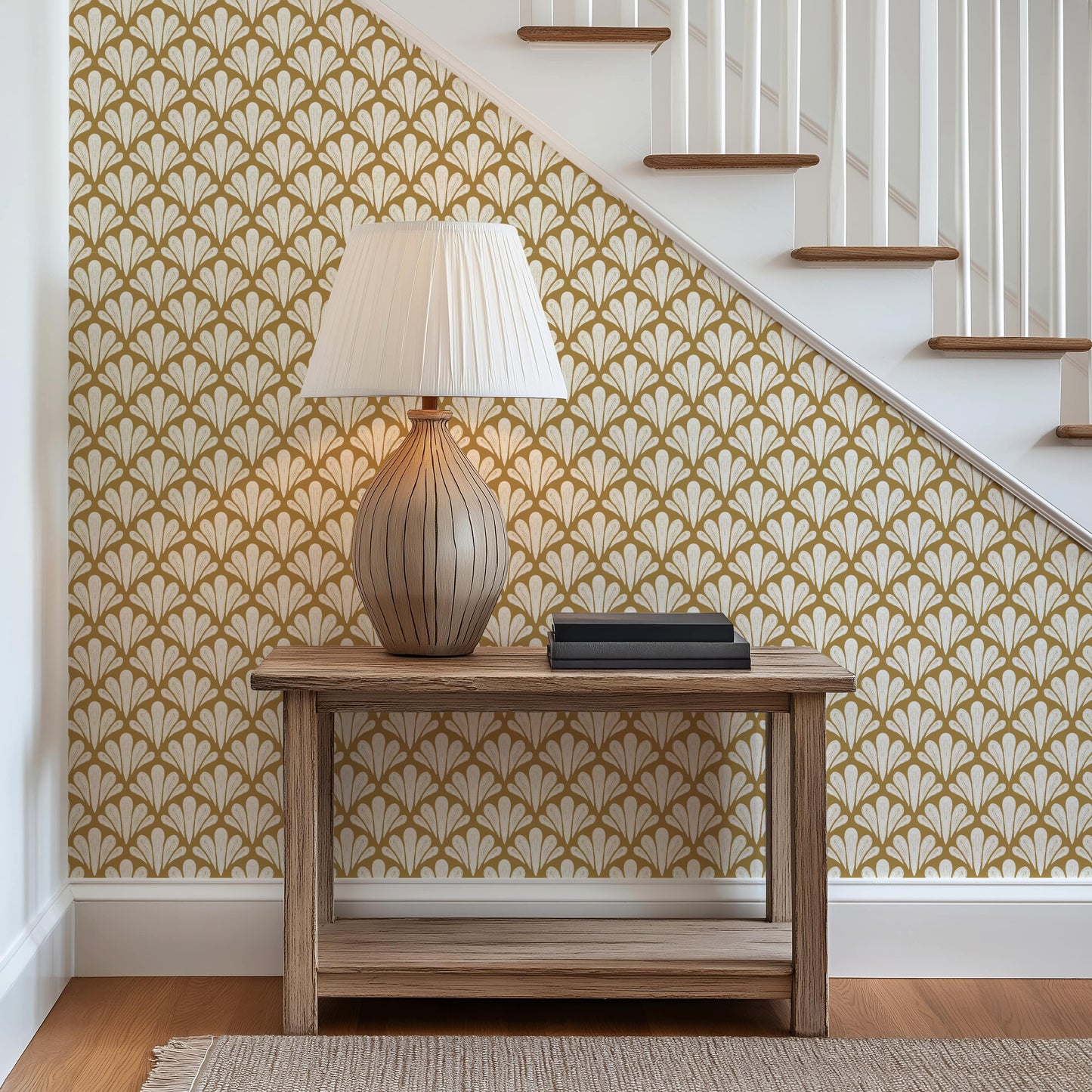 Brushstroke Scallops Wallpaper - Modern Botanical Pattern in Soft Neutrals