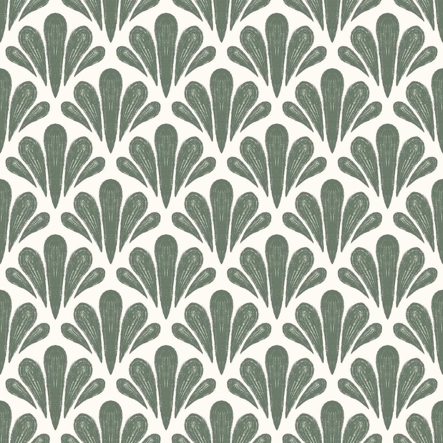 Brushstroke Scallops Wallpaper - Modern Botanical Pattern in Soft Neutrals