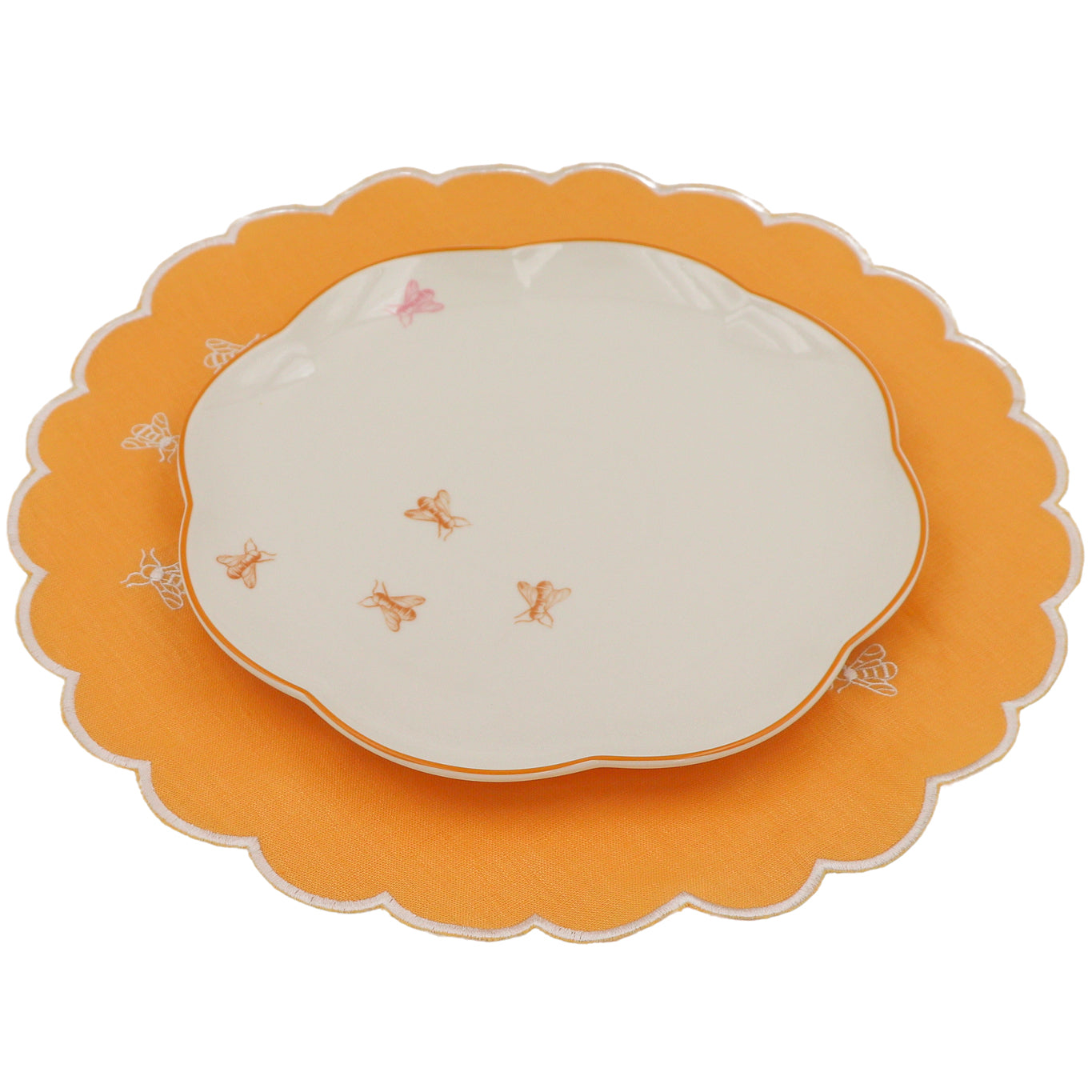 Bumble Voyage Scalloped Dinner Plate - Set of 4 (+1 Bonus Plate)