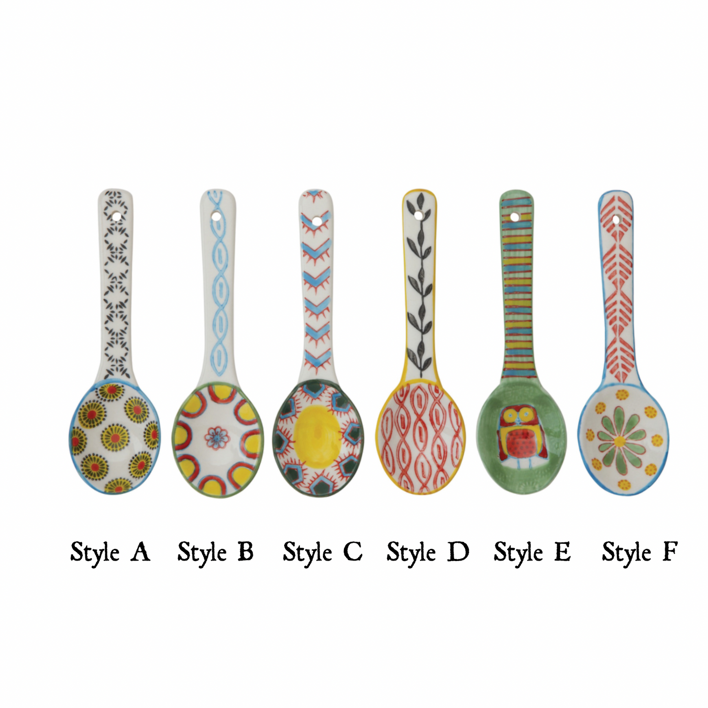 Hand-Painted Colorful Stoneware Spoons