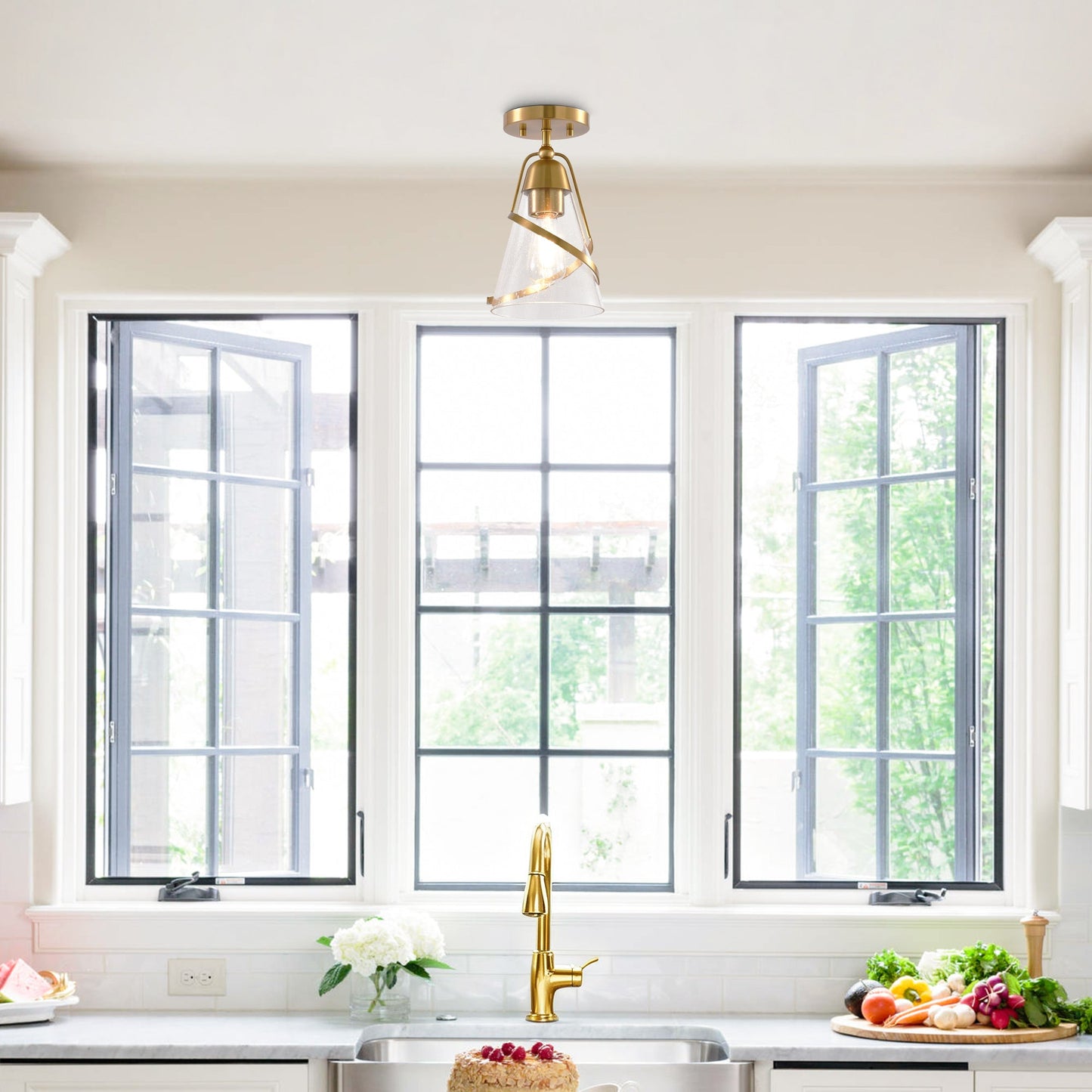 7 Inch Walker 1-Light Semi-Flush Mount Ceiling Light