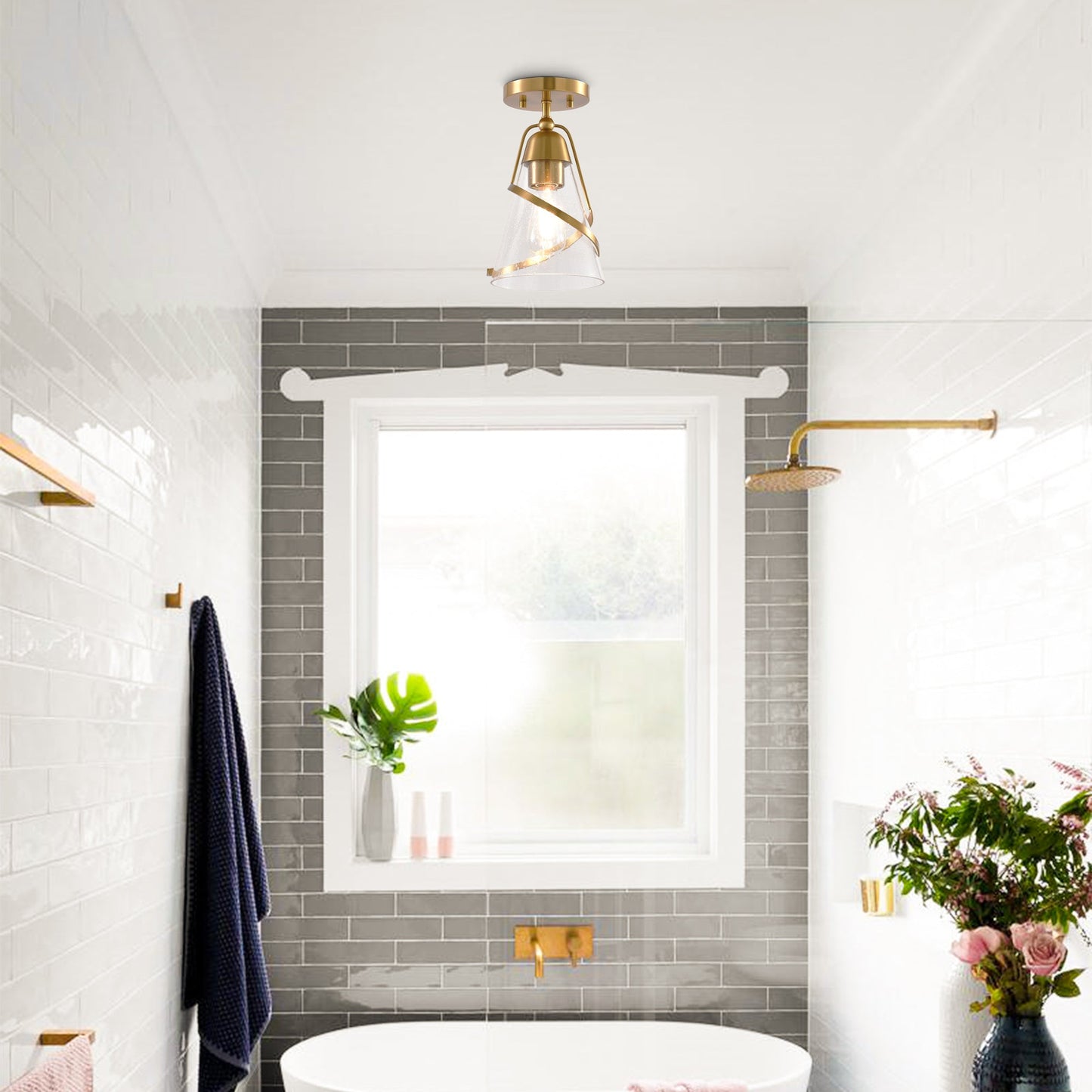 7 Inch Walker 1-Light Semi-Flush Mount Ceiling Light