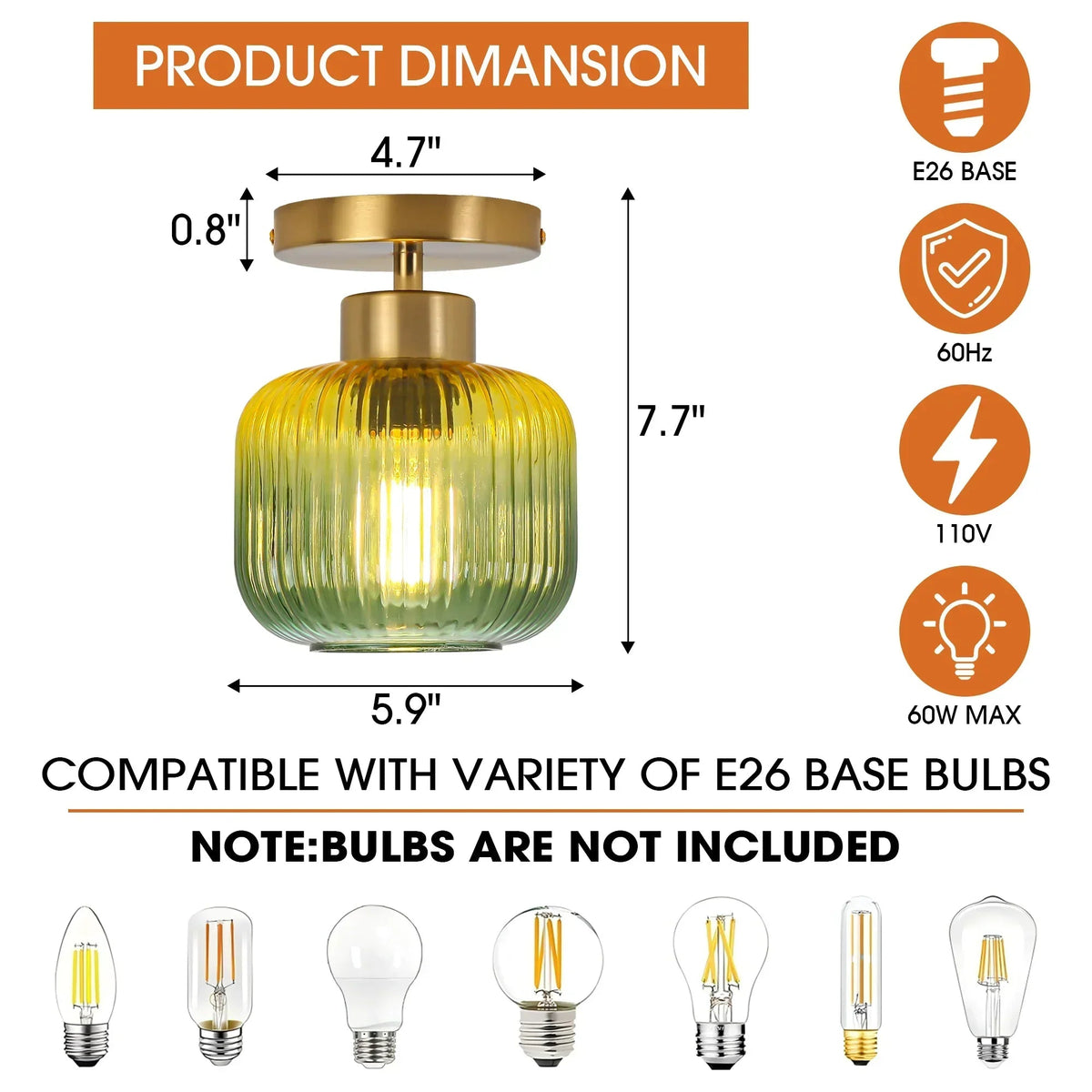 6 Inch Bard 1-Light Semi-Flush Mount Ceiling Light