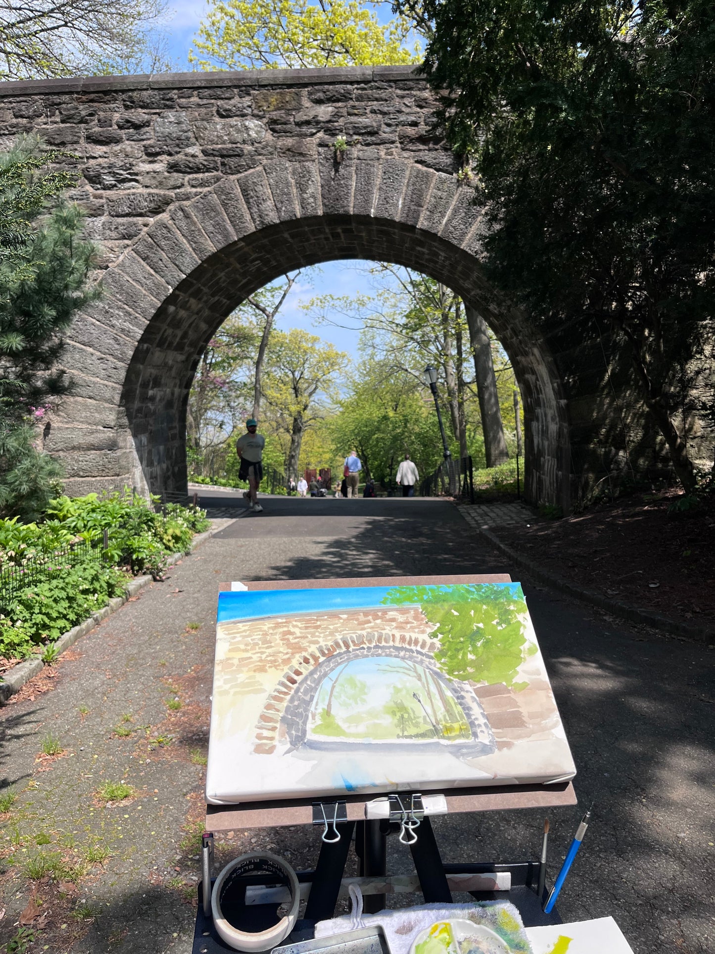 Linden Terrace Arch, Watercolor, Plein Air