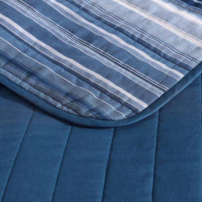 4 Piece Coastal Blue Navy White Stripes Cotton Daybed Cover Bedding Set