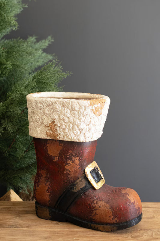 Faux Concrete Santa Boot Container