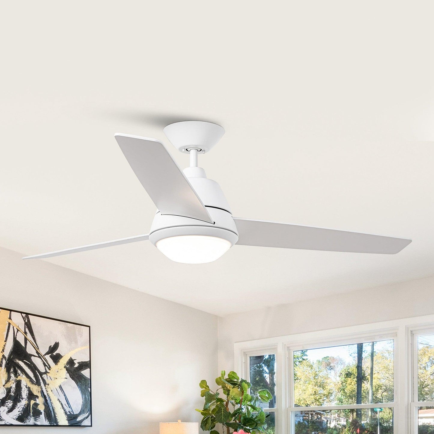 52" 4 Speed Wall Control Ceiling Fan with LED Lighting