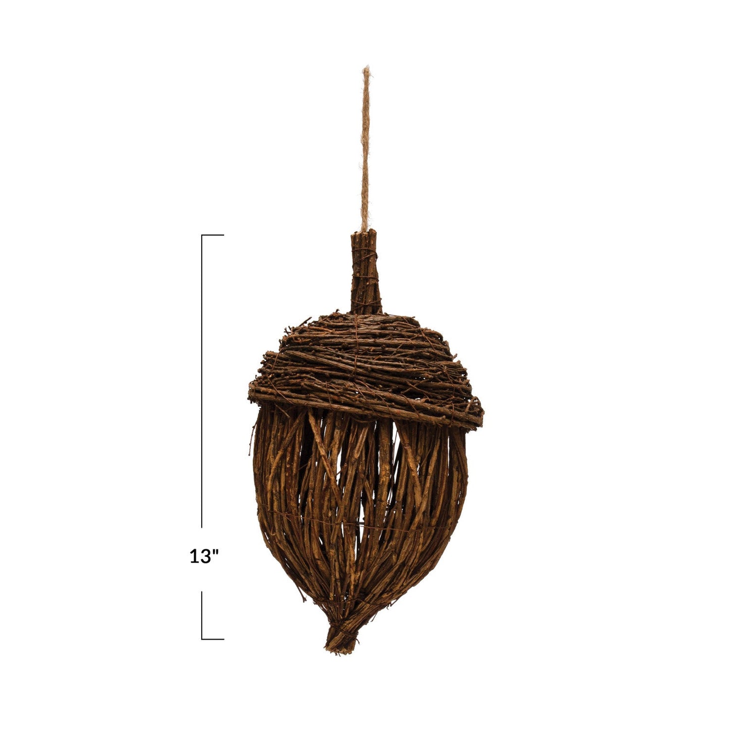 Hand-Woven Rattan Acorn Hanging Ornament