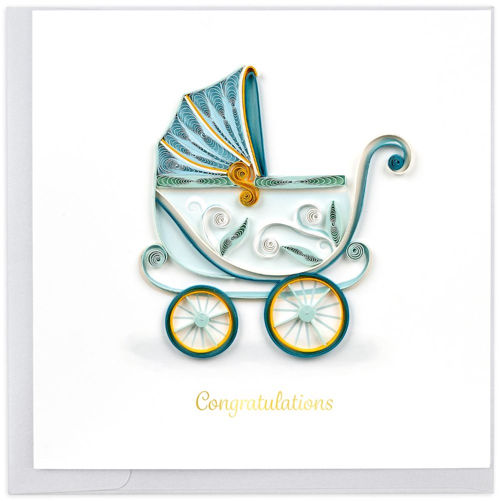 Baby Buggy Quilled Greeting Card