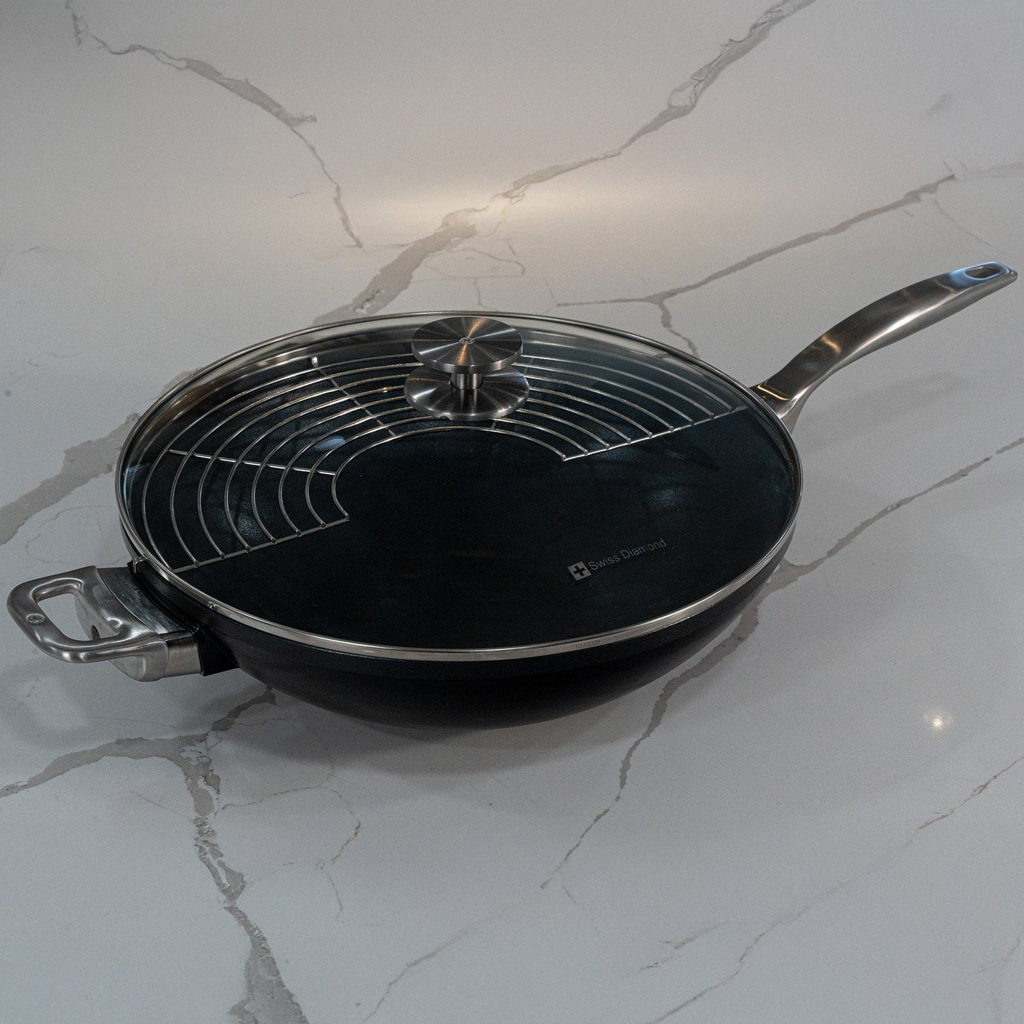 CHD Nonstick 12.5" Wok with Glass Lid
