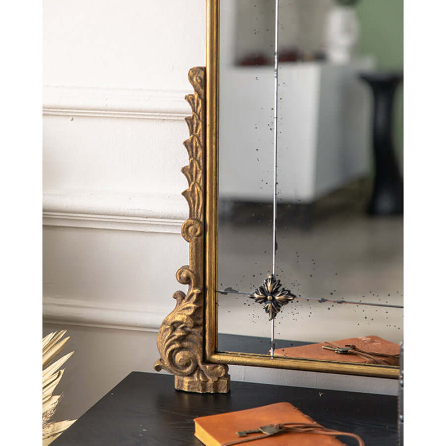 Vintage Arched Wall Mirror with Antique Gold Frame