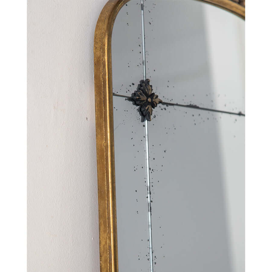 Vintage Arched Wall Mirror with Antique Gold Frame