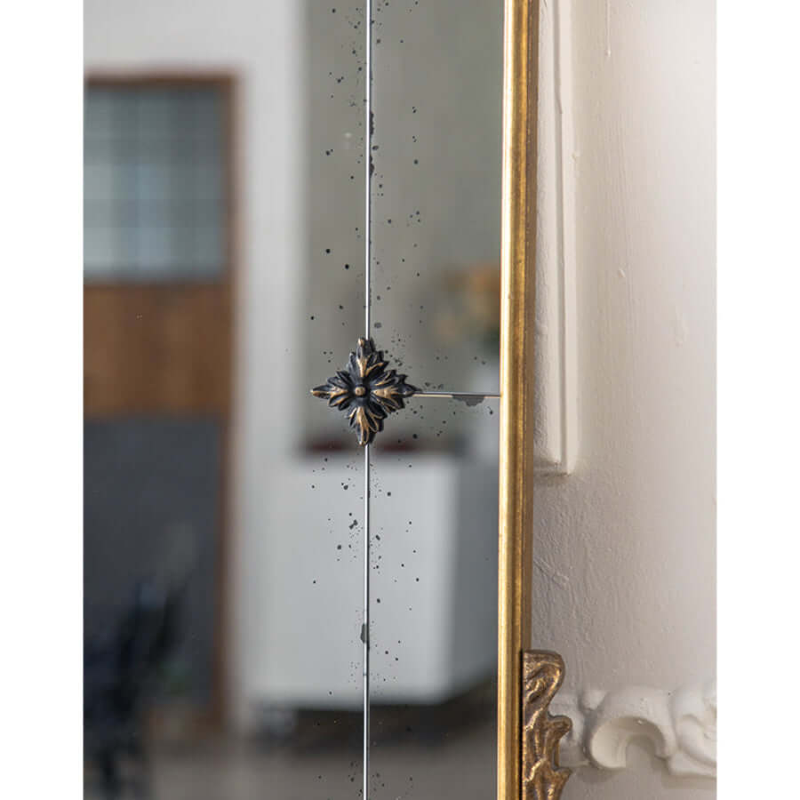 Vintage Arched Wall Mirror with Antique Gold Frame