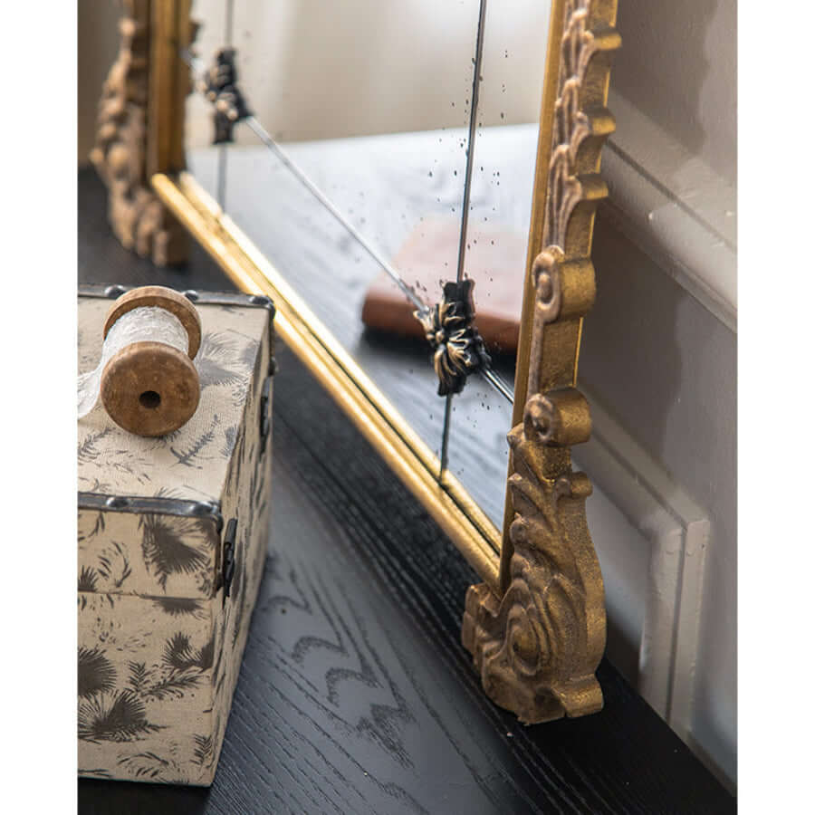 Vintage Arched Wall Mirror with Antique Gold Frame