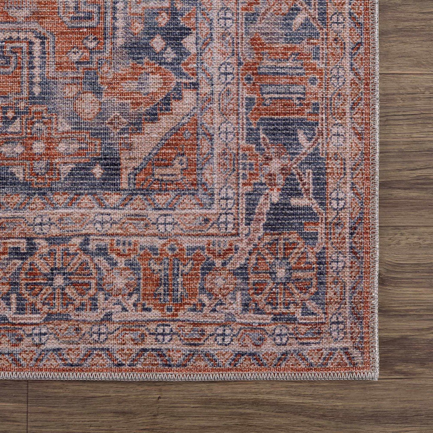Burnt Orange Taber Medallion Washable Area Rug