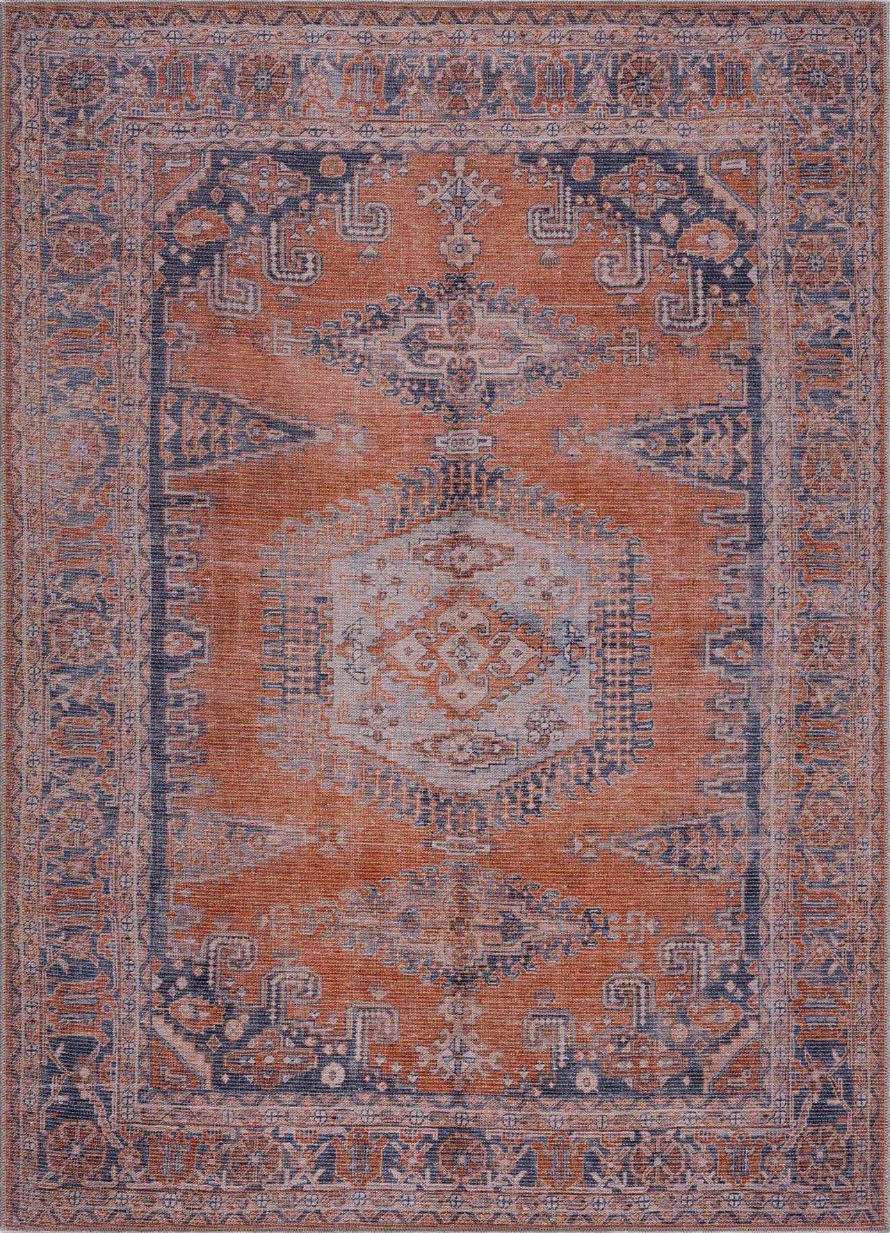 Burnt Orange Taber Medallion Washable Area Rug