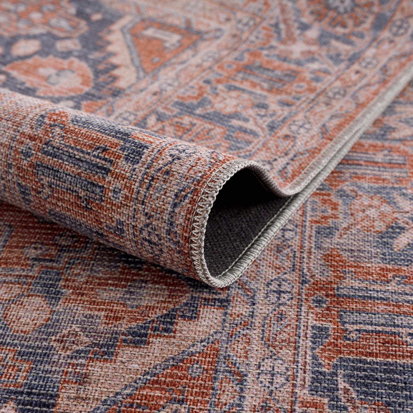 Burnt Orange Taber Medallion Washable Area Rug