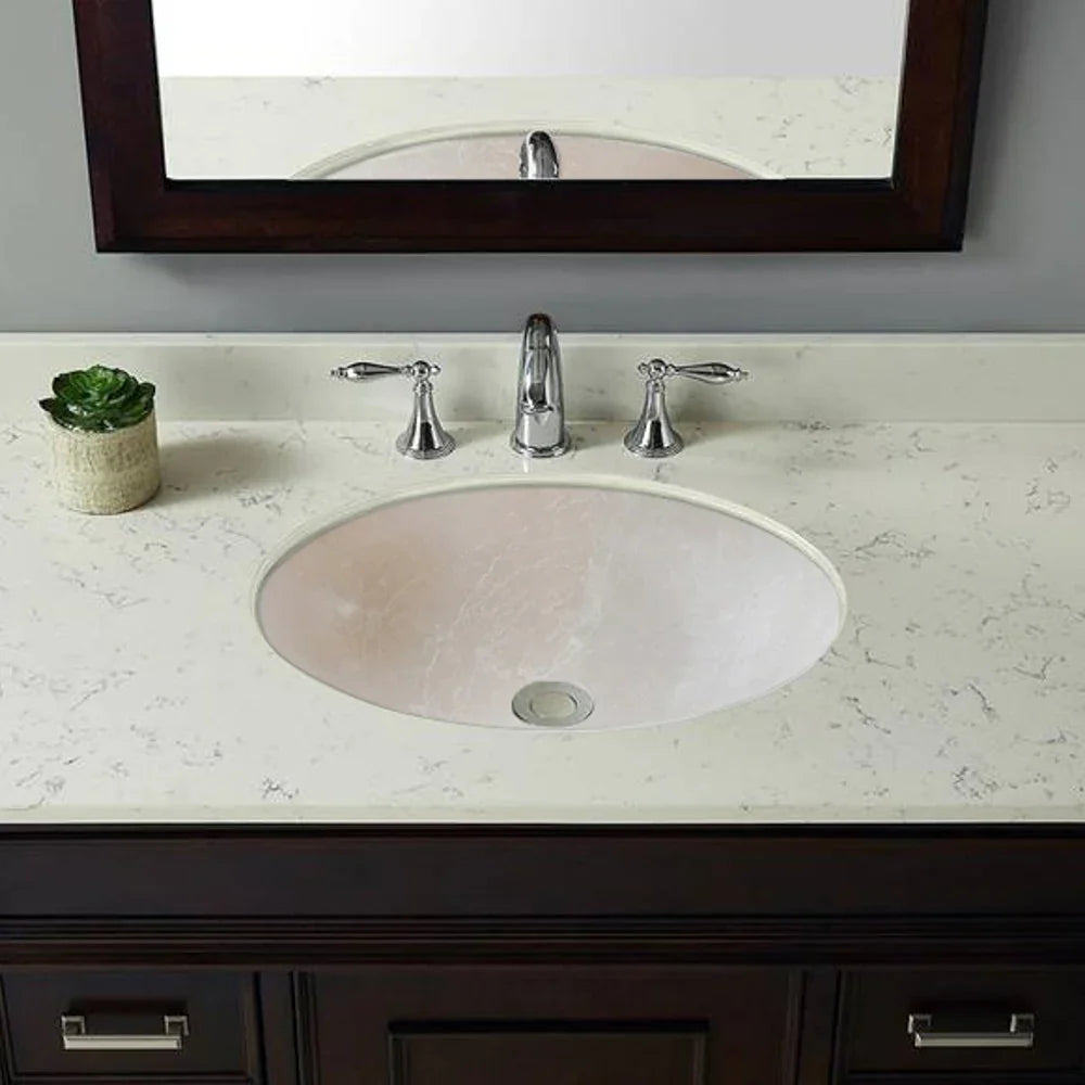 Botticino Marble Natural Stone Oval Shape Above Vanity Vessel Sink Honed (W)16" (L)20.5" (H)6"