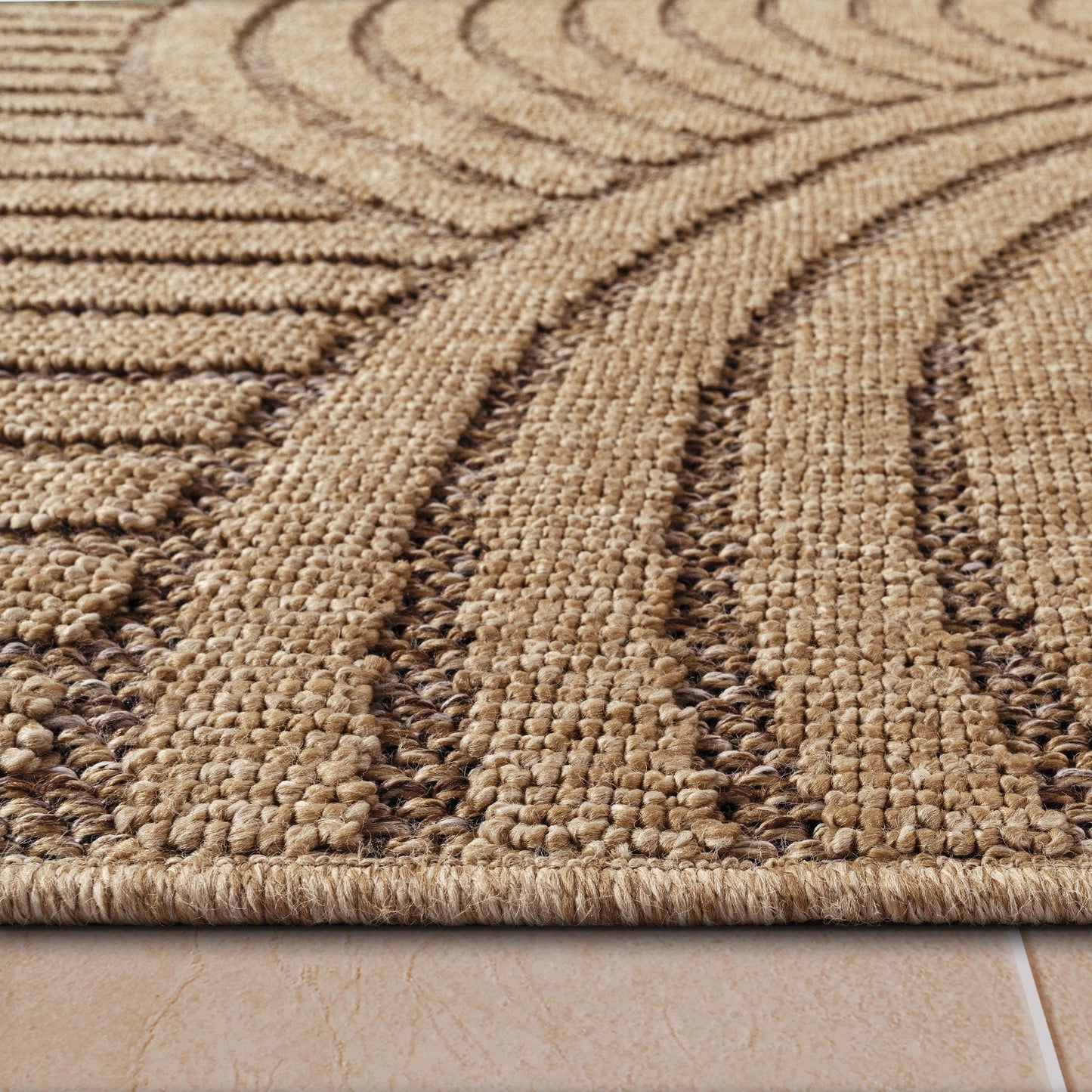 In- & Outdoor Rug Cologne with Modern Lines & Circles in Beige