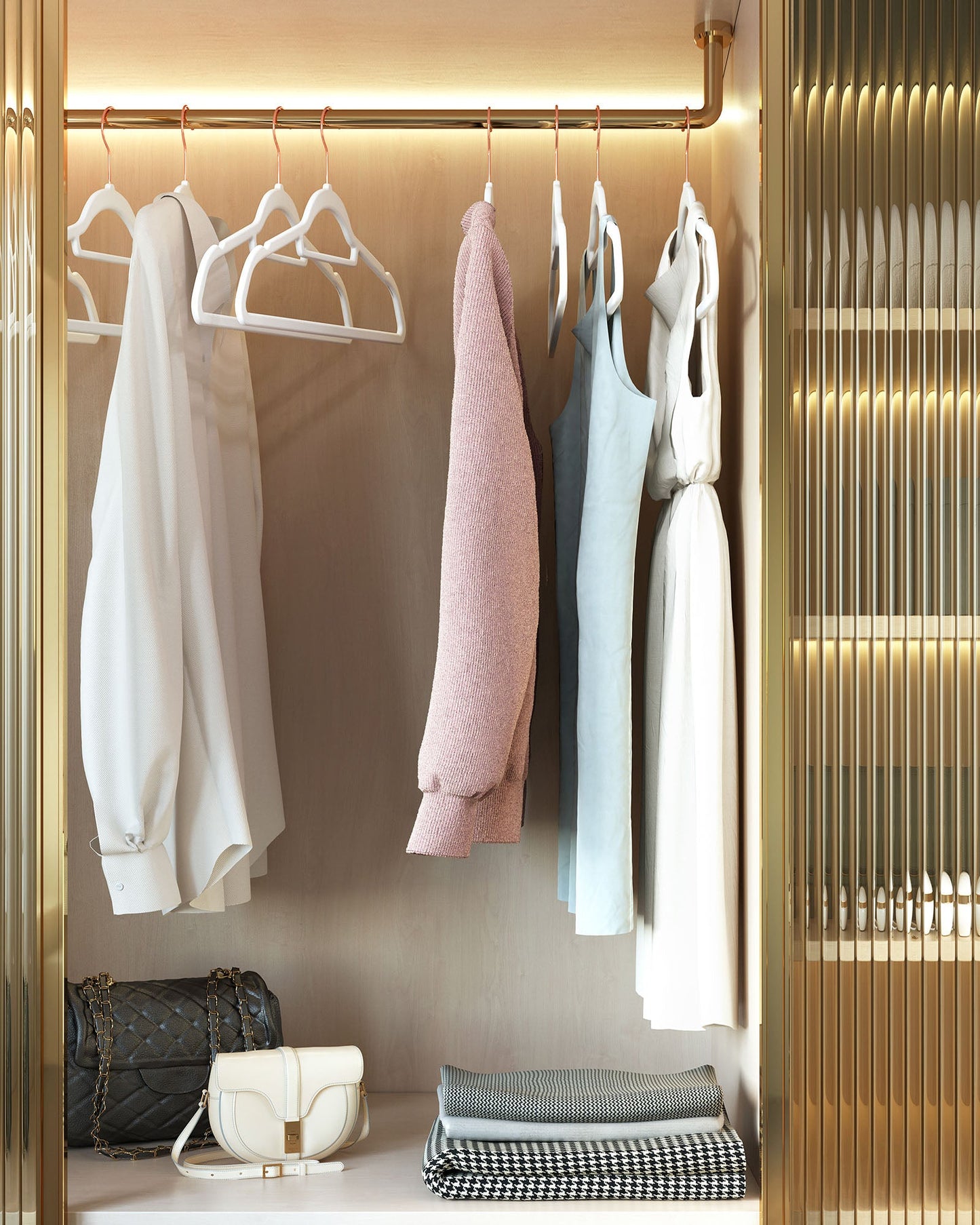 Set of 60 Clothes Hanger with Rose Gold Swivel Hook