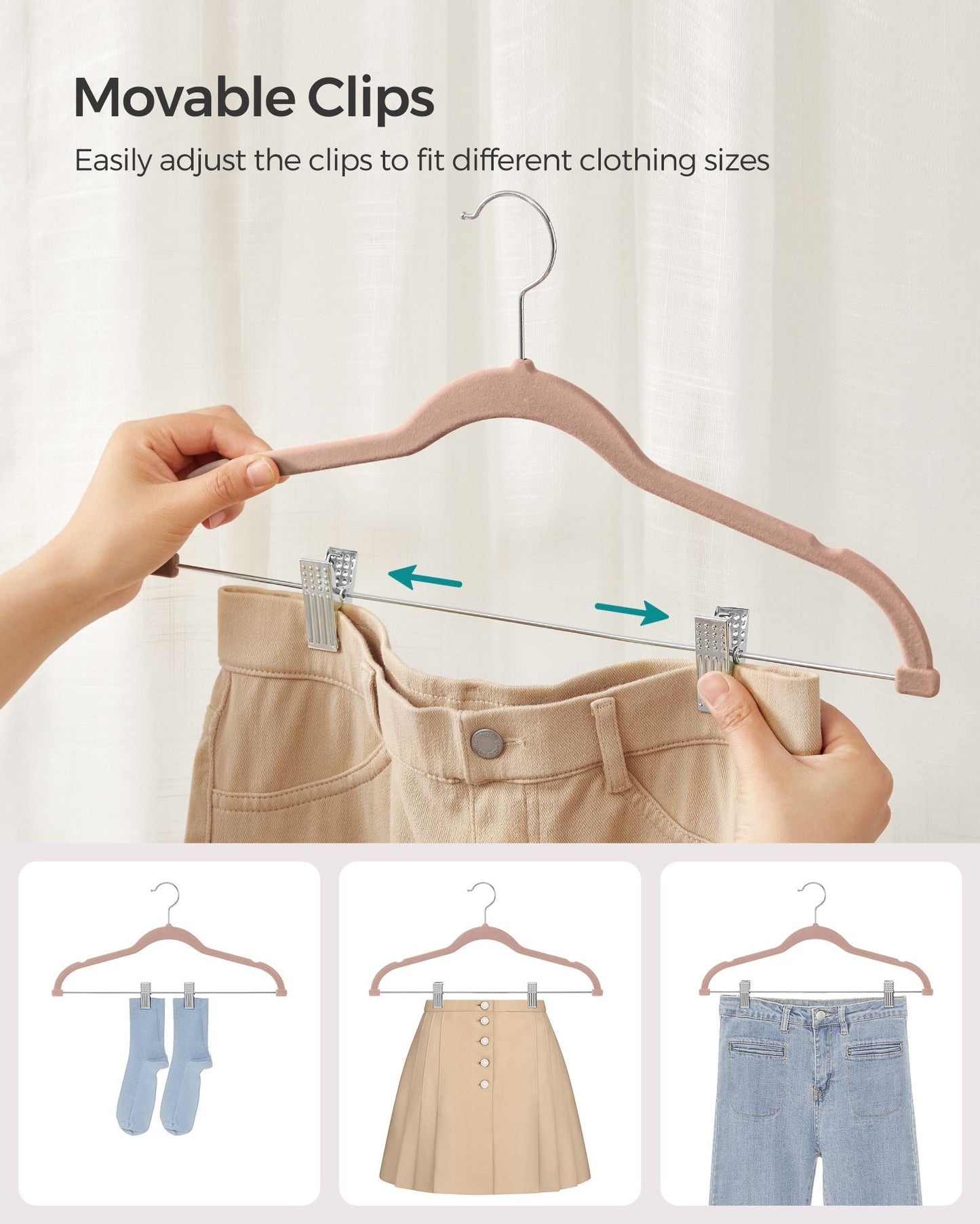 30-Pack Pants Hangers with Adjustable Clips