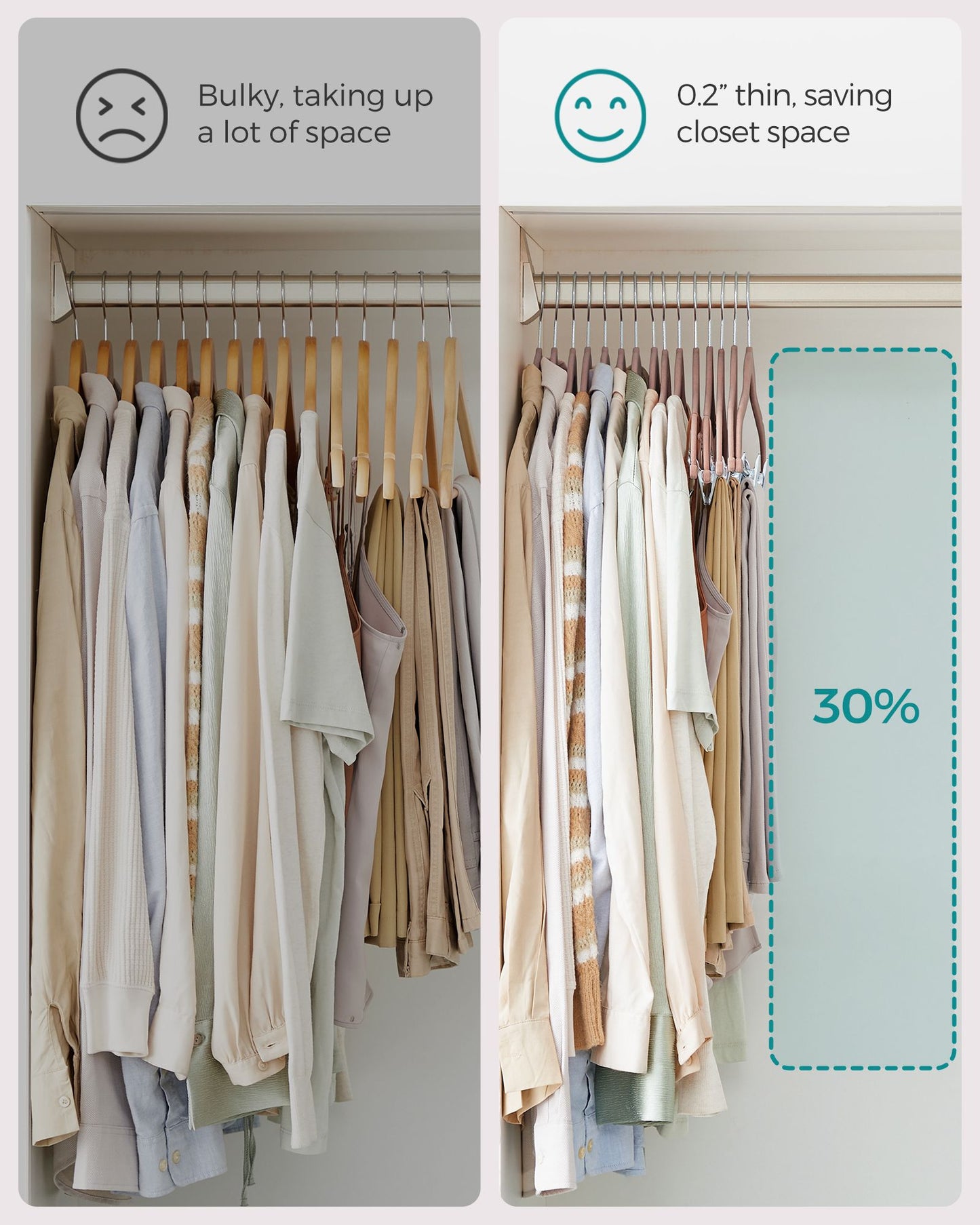 30-Pack Pants Hangers with Adjustable Clips