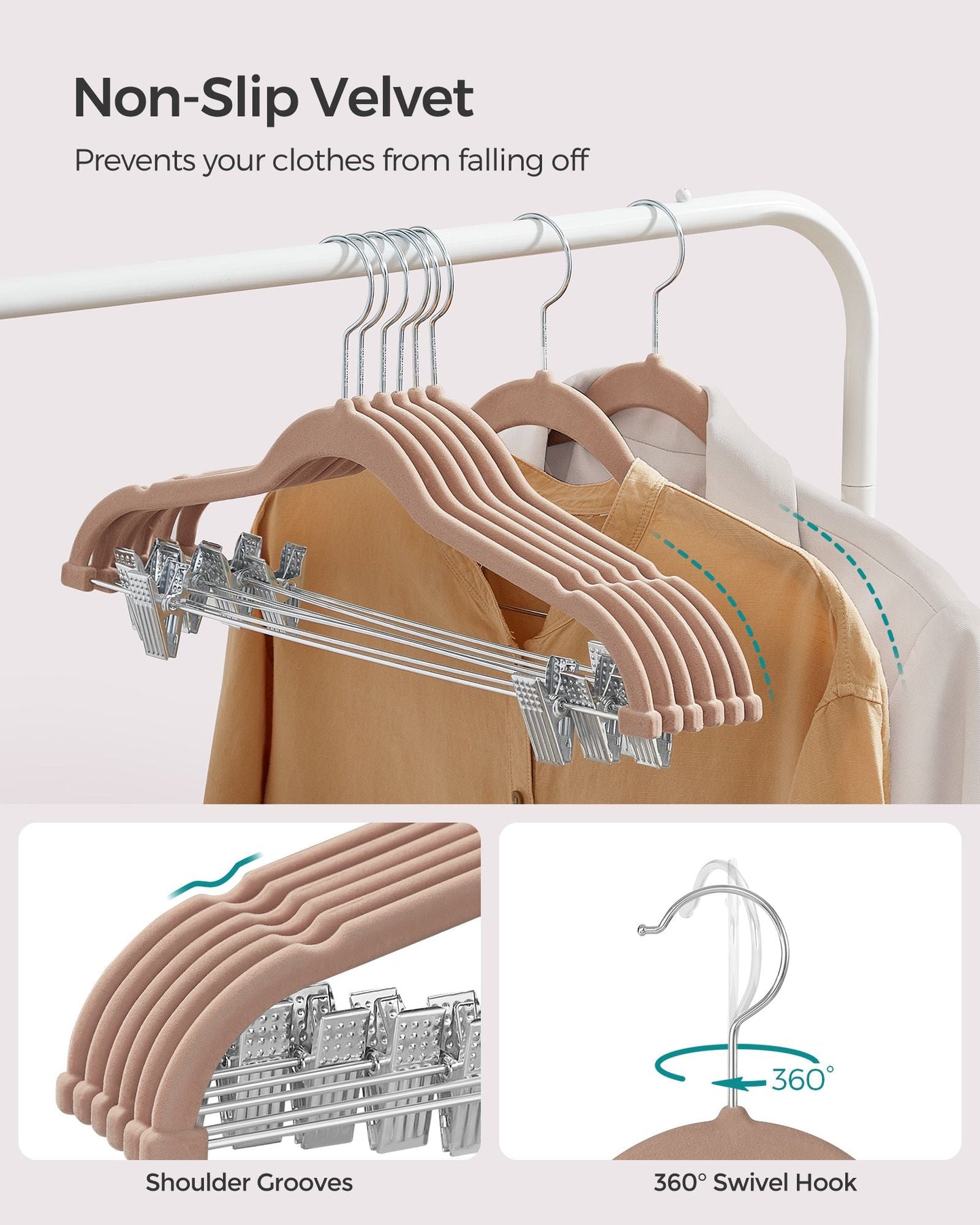 30-Pack Pants Hangers with Adjustable Clips