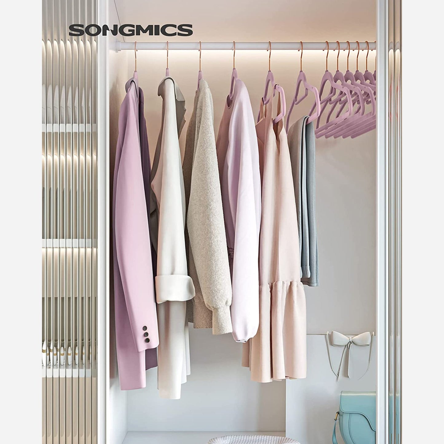 Set of 50 Clothes Hanger with Rose Gold Swivel Hook