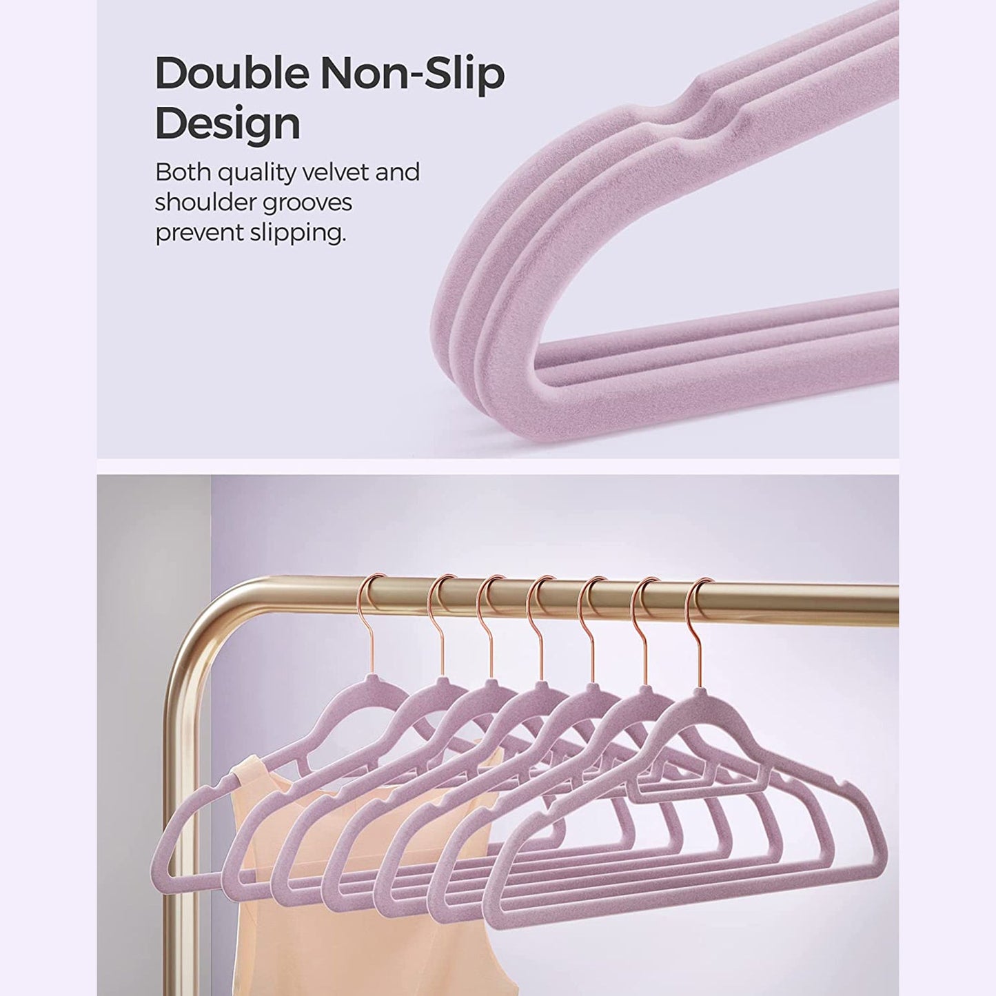 Set of 50 Clothes Hanger with Rose Gold Swivel Hook