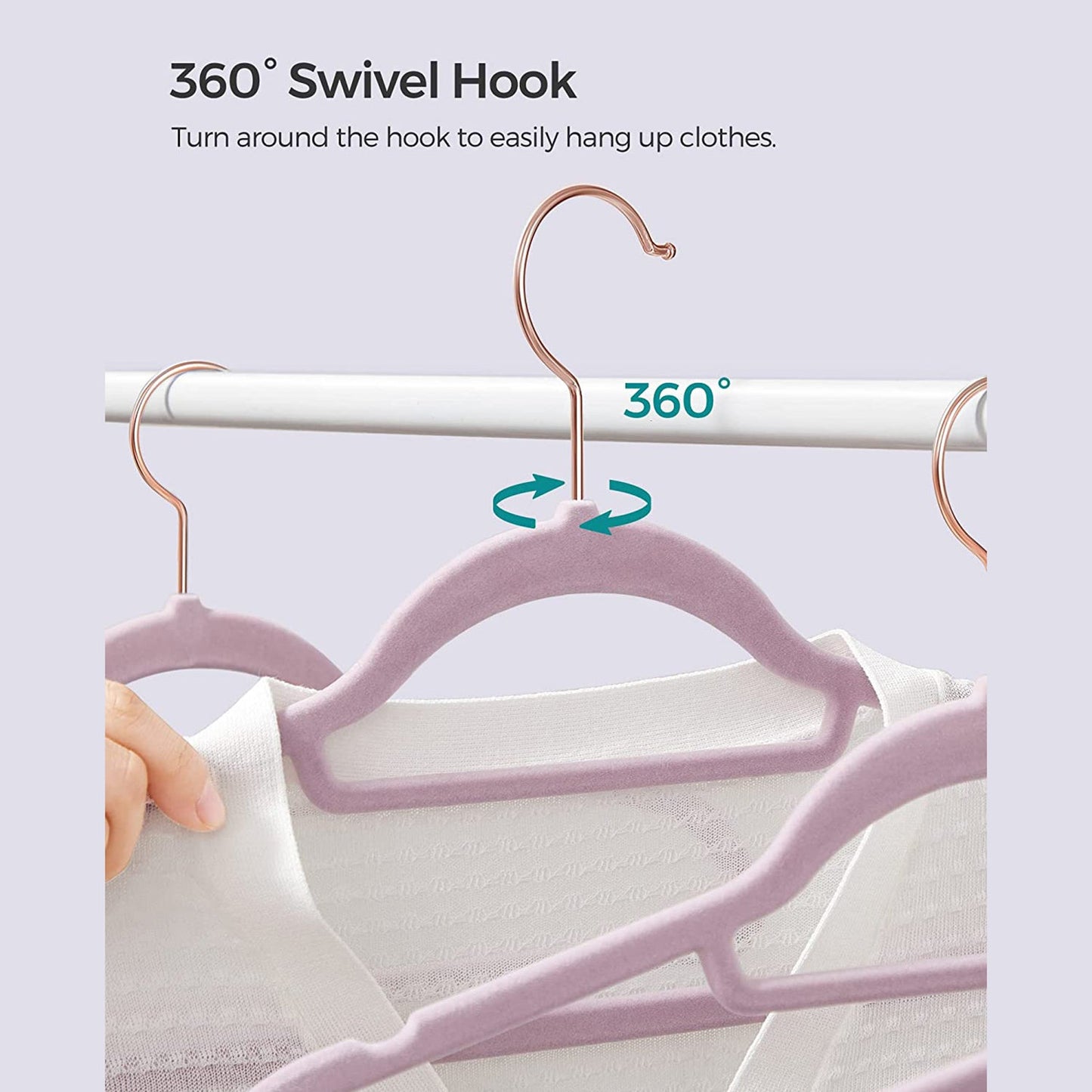 Set of 50 Clothes Hanger with Rose Gold Swivel Hook