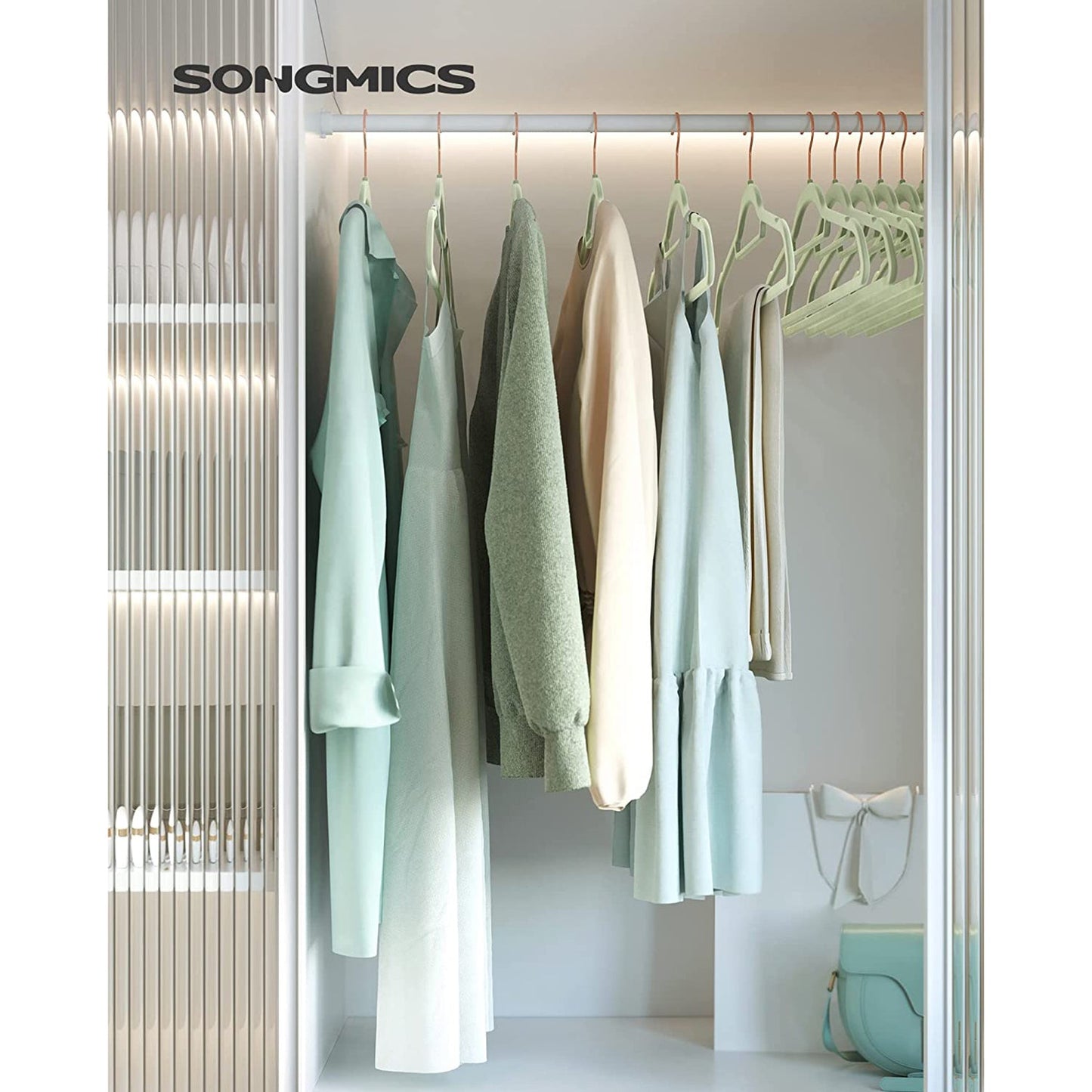 Set of 50 Clothes Hanger with Rose Gold Swivel Hook