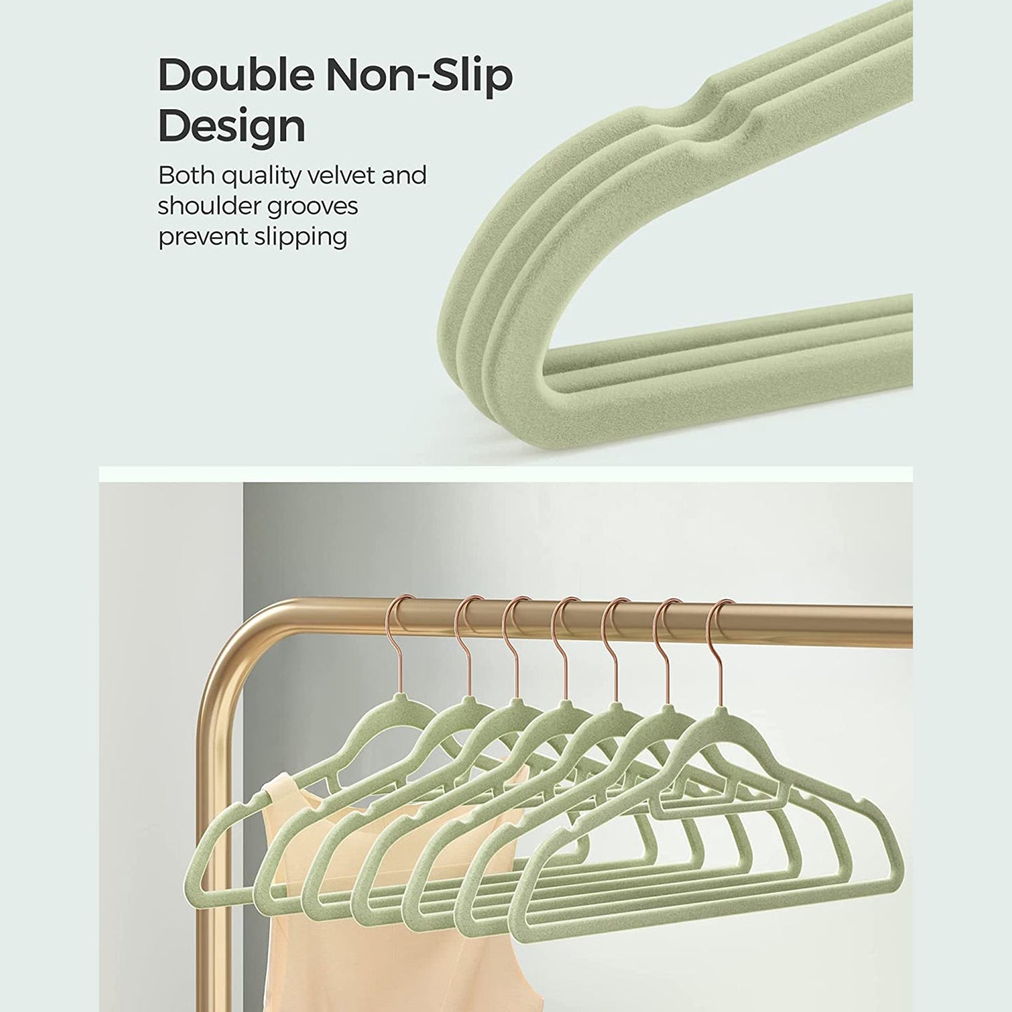 Set of 50 Clothes Hanger with Rose Gold Swivel Hook