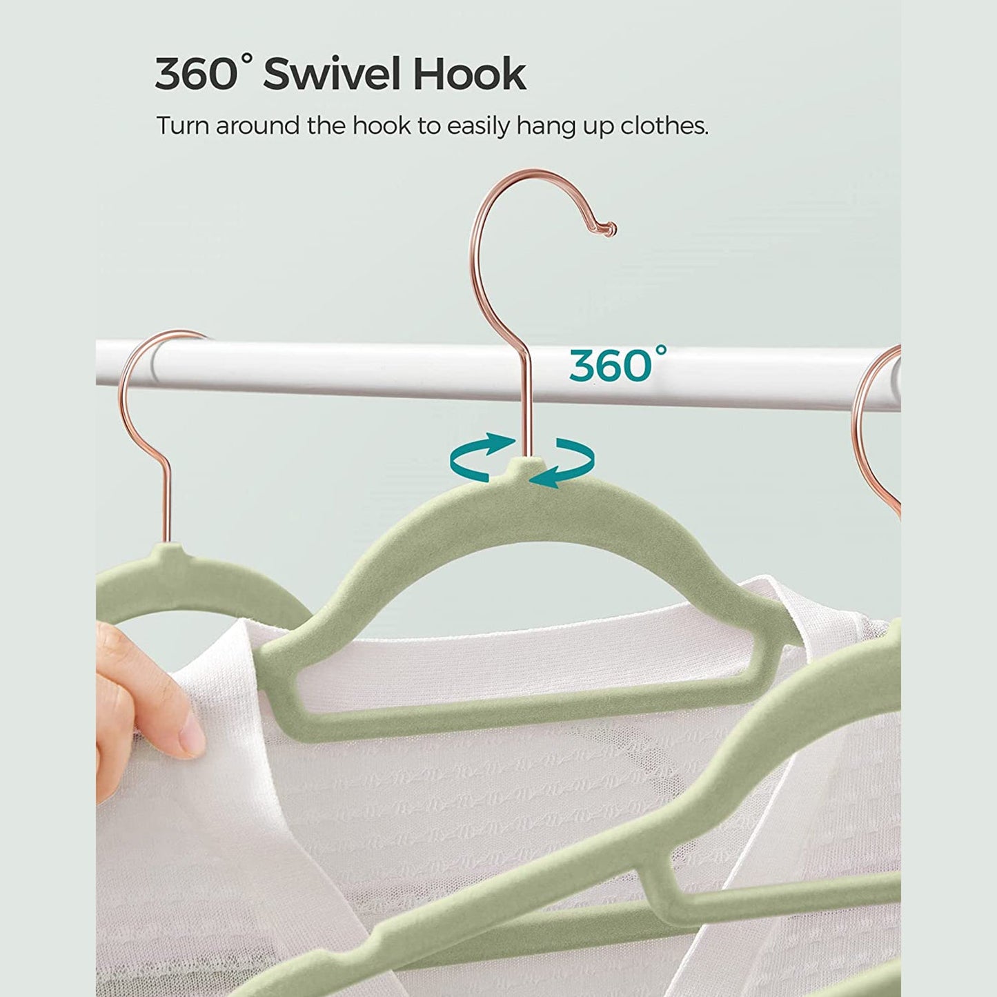 Set of 50 Clothes Hanger with Rose Gold Swivel Hook