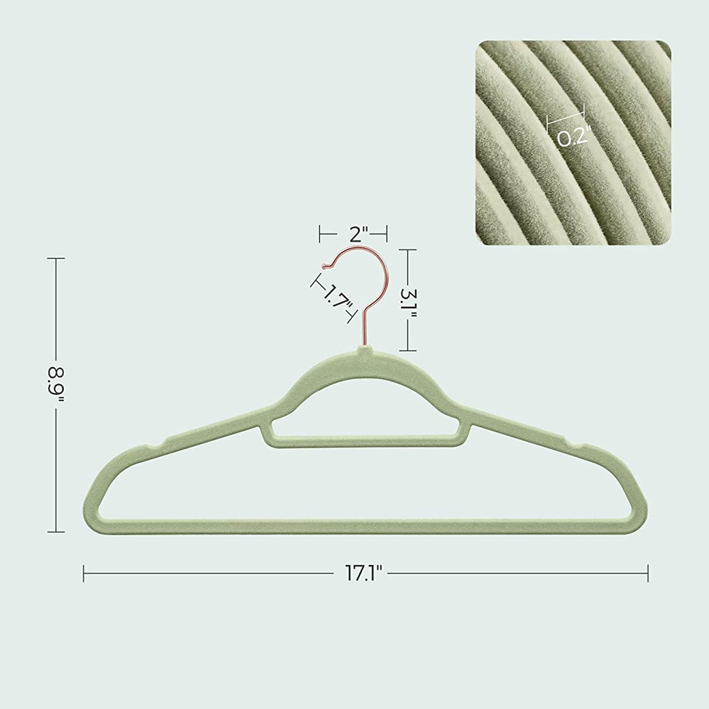 Set of 50 Clothes Hanger with Rose Gold Swivel Hook